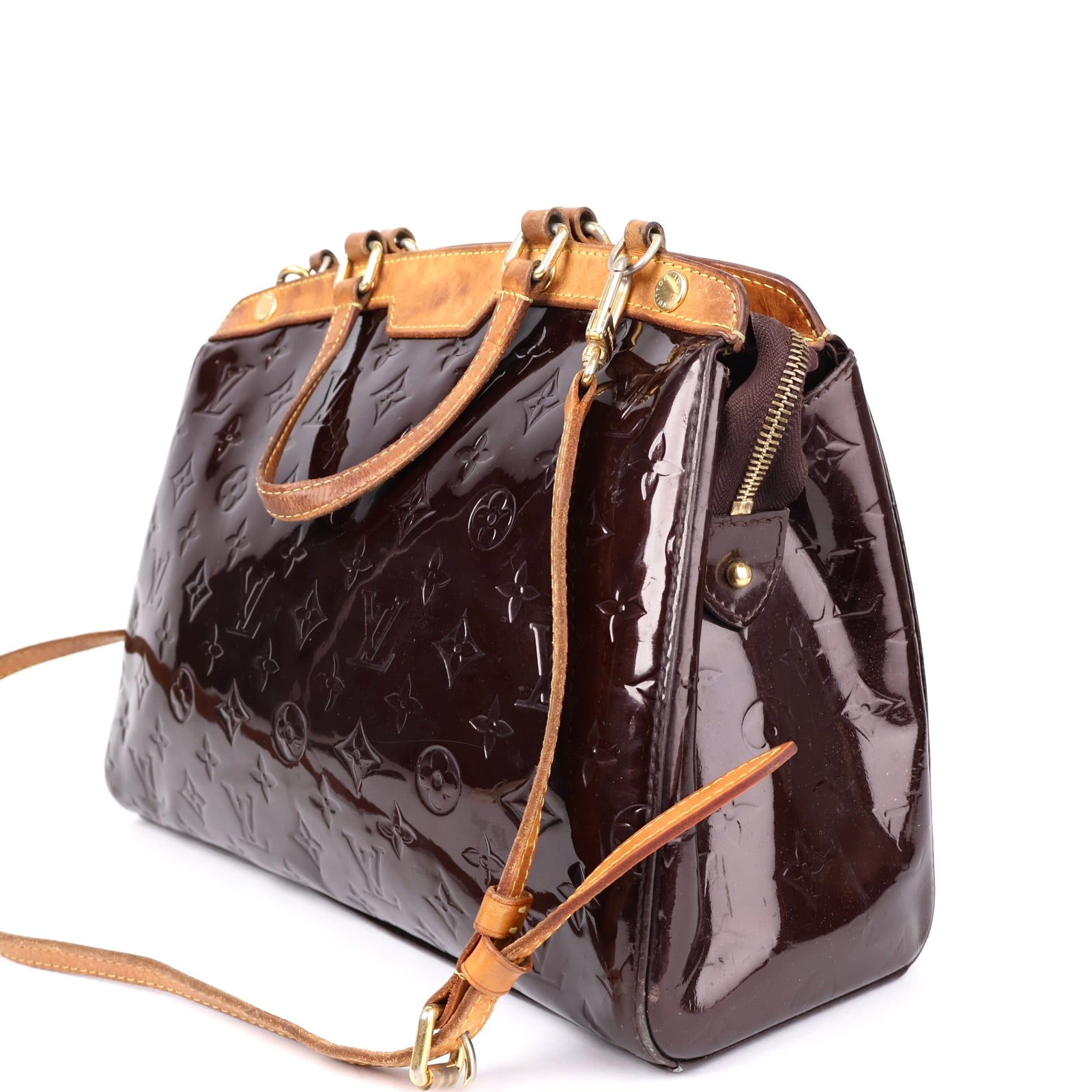 J1250-LOUIS VUITTON Amarante Monogram Vernis Brea GM Bag- Pre Owned