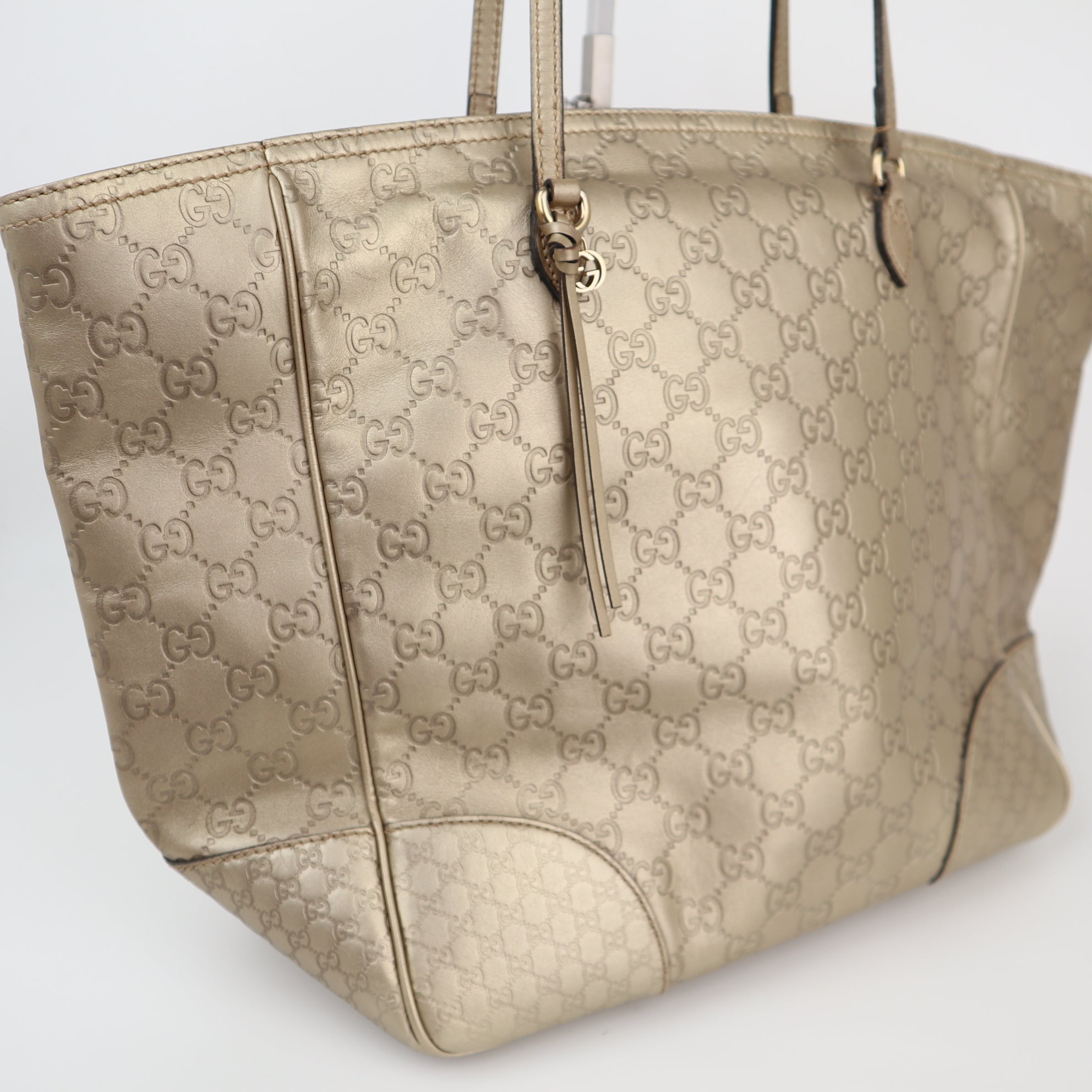 Gucci Guccissima Bree Gold Tote Bag C1780 | Pre-Owned Excellent Gold GG Leather