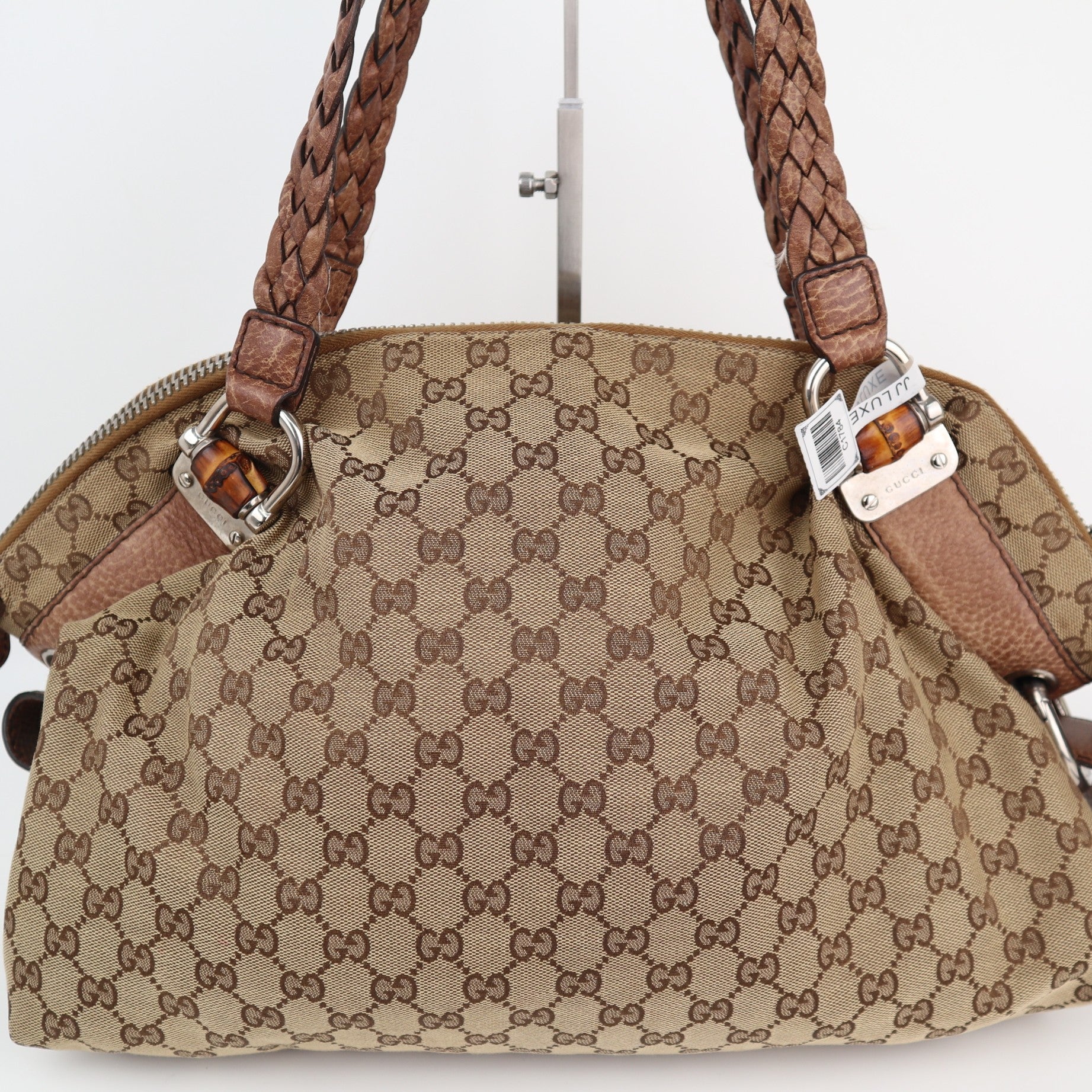Gucci Bamboo Bar GG Monogram Shoulder Bag C1784 | Pre-Owned Very Good Brown Monogram, GG Canvas