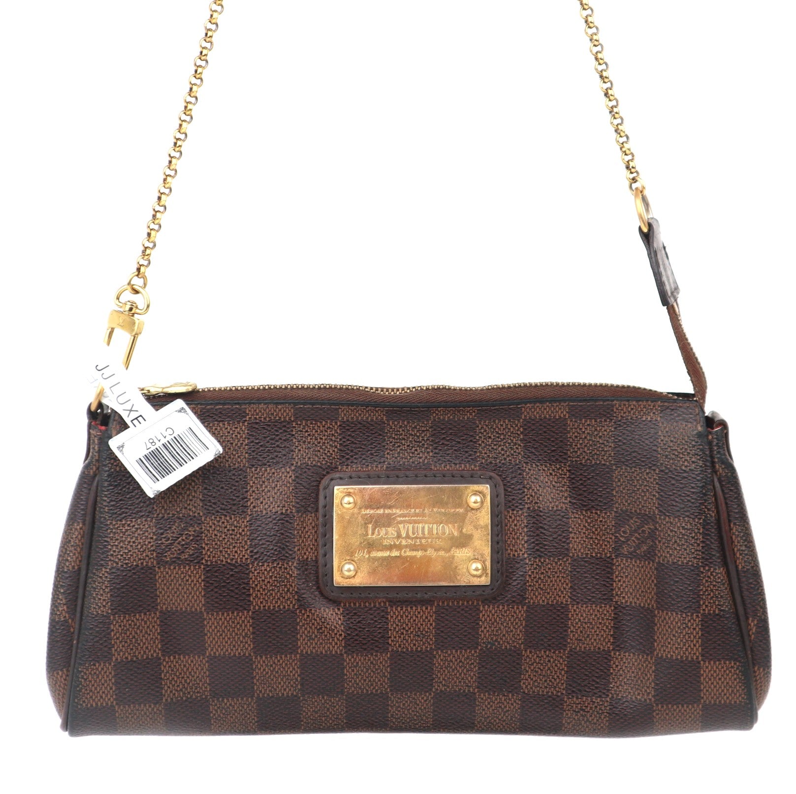 C1187 Louis Vuitton Damier Canvas Eva Clutch Bag-Pre Owned
