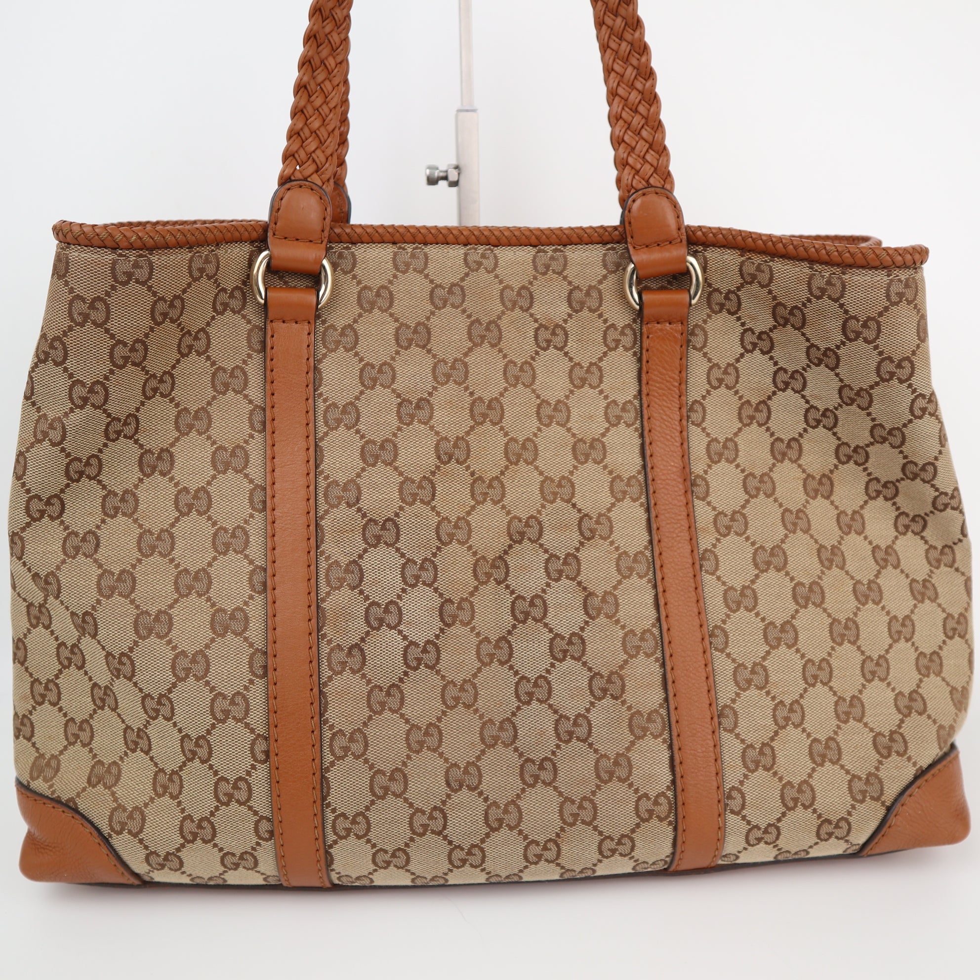 Gucci GG in Brown/Beige Canvas/Leather Marrakech Shoulder Bag C1800 | Pre-Owned Very Good Beige / Brown GG Canvas, Leather