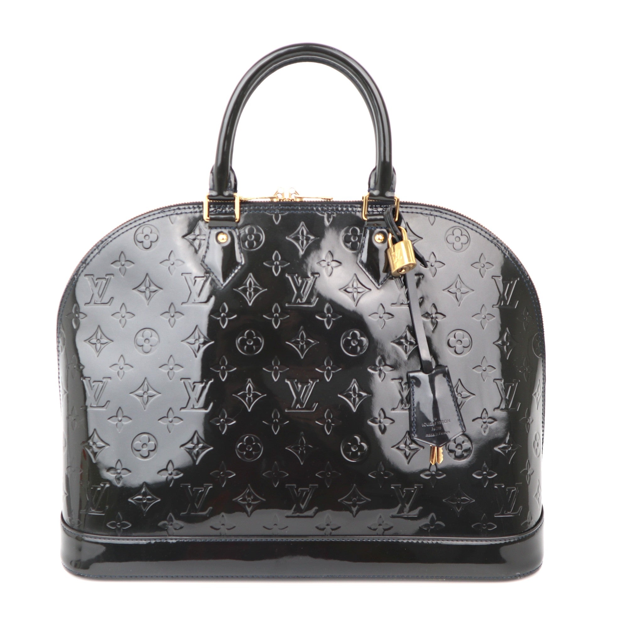 C1179 Louis Vuitton Black Magnetique Monogram Vernis Alma GM Bag-Pre Owned