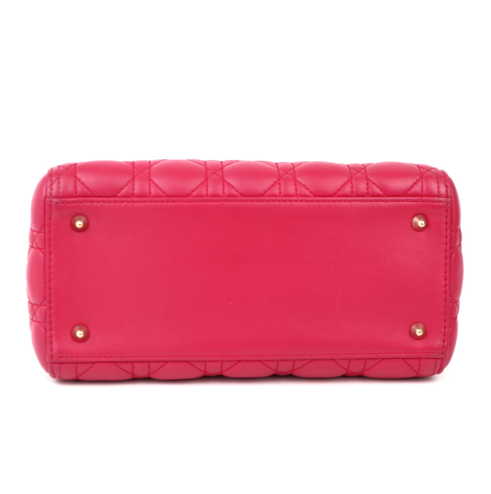 C1176 Christian Dior Pink Cannage Quilted Lambskin Leather Medium Lady Dior Bag-Pre Owned