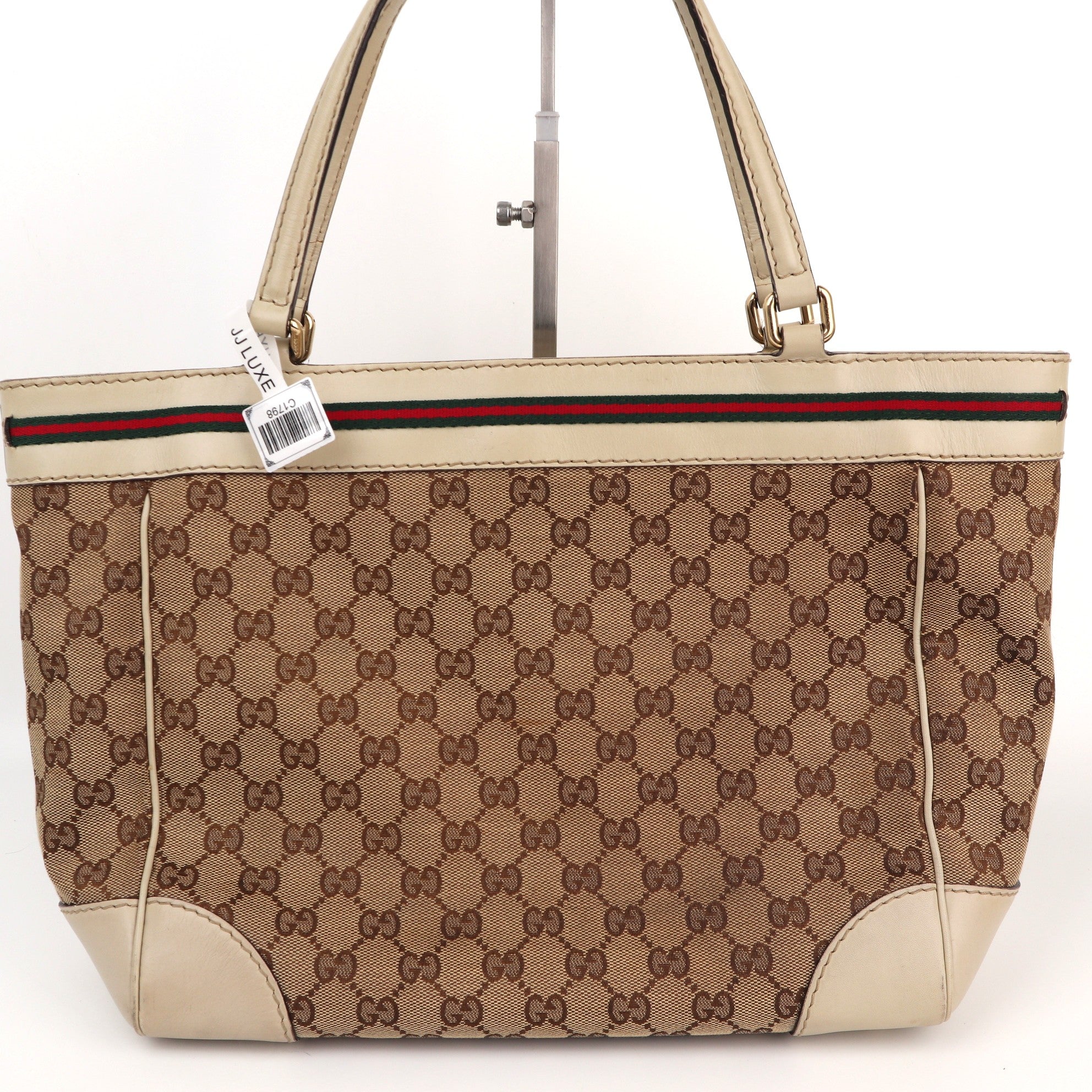 Gucci GG Canvas Web Mayfair Shoulder Bag C1798 | Pre-Owned Very Good Brown GG, Web Canvas