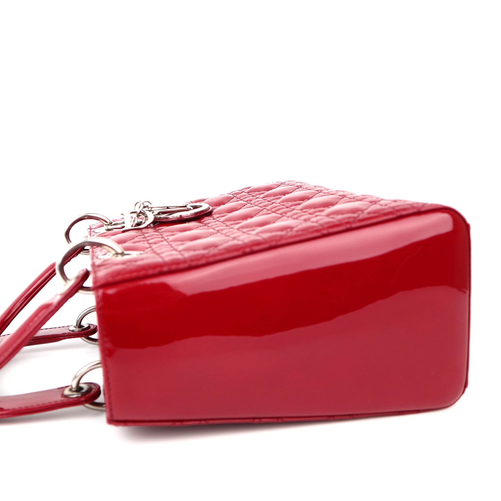 C1178 Christian Dior burgundy Patent Cannage Medium Lady Dior-Pre Owned