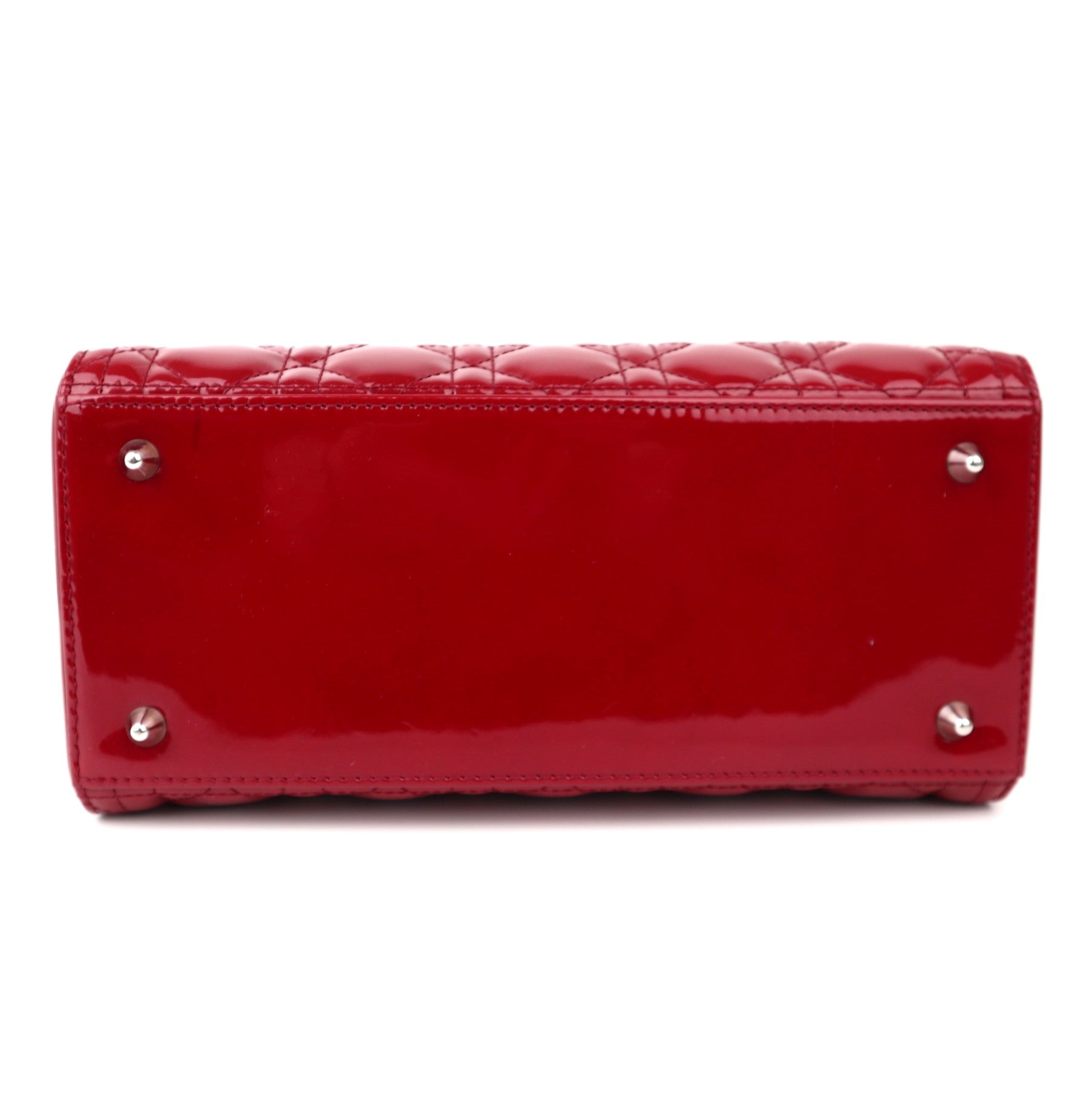 C1178 Christian Dior burgundy Patent Cannage Medium Lady Dior-Pre Owned