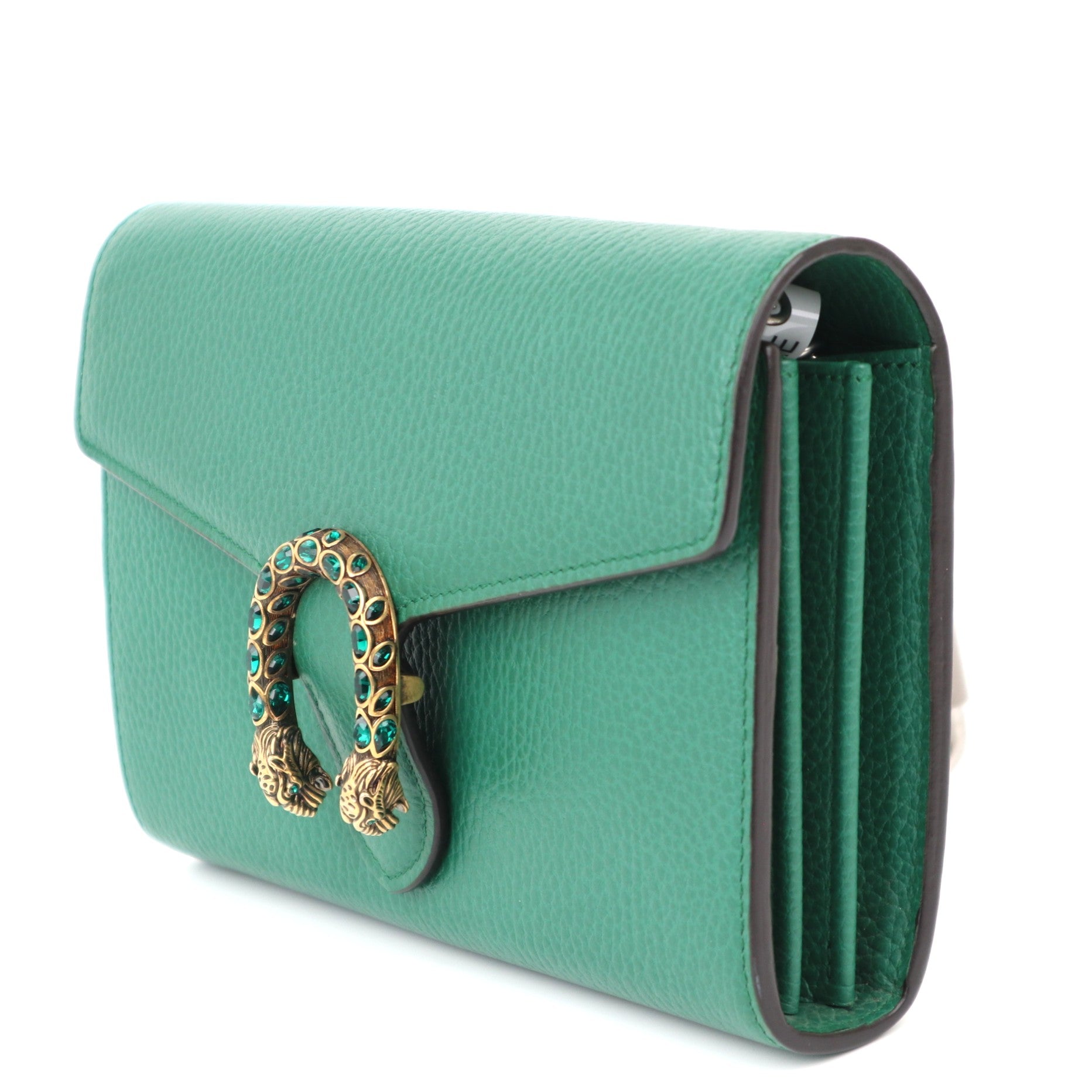 C1186 Gucci Dionysus Chain Wallet Leather crossbody bag Green-Pre Owned