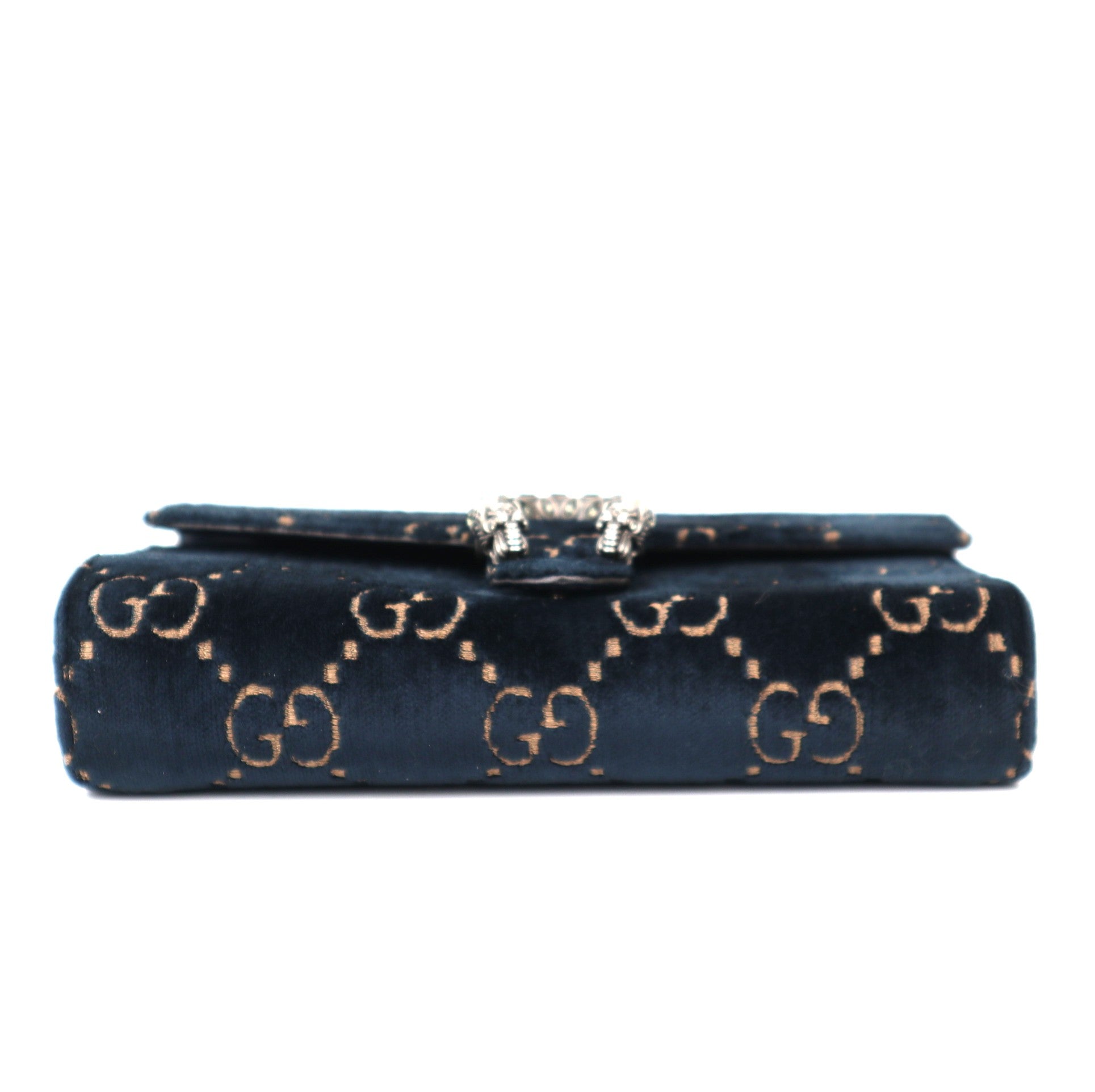 C1199 Gucci Blue GG Velvet Super Dionysus Chain Bag-Pre Owned