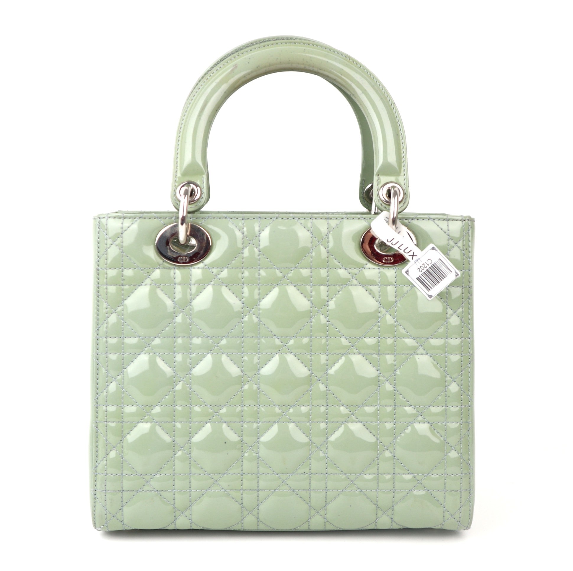 C1202 Christian Dior Patent Cannage Lady Dior Mint Green - Pre Owned