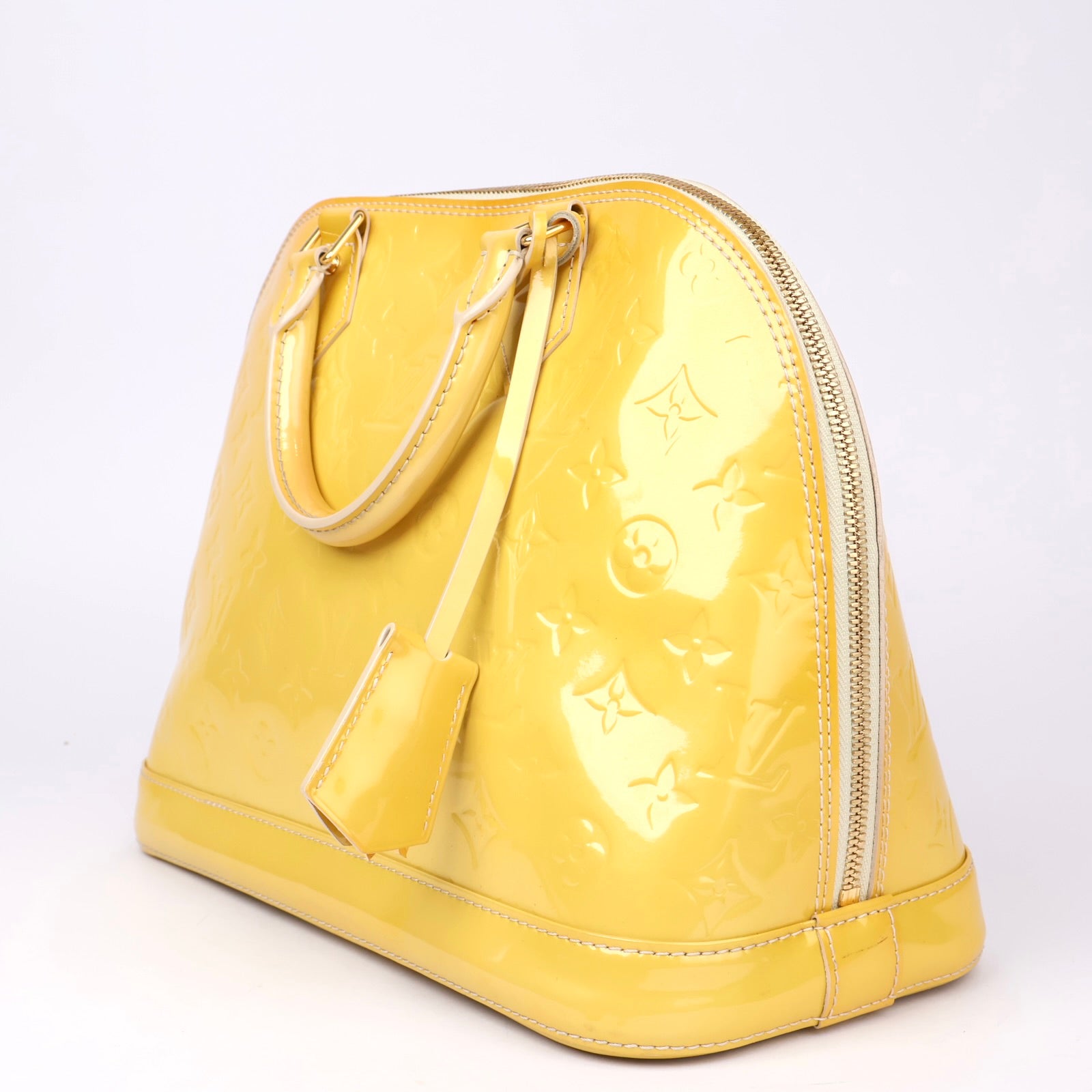 J1173 Louis Vuitton Citrine Monogram Vernis Alma PM Bag- Pre Owned