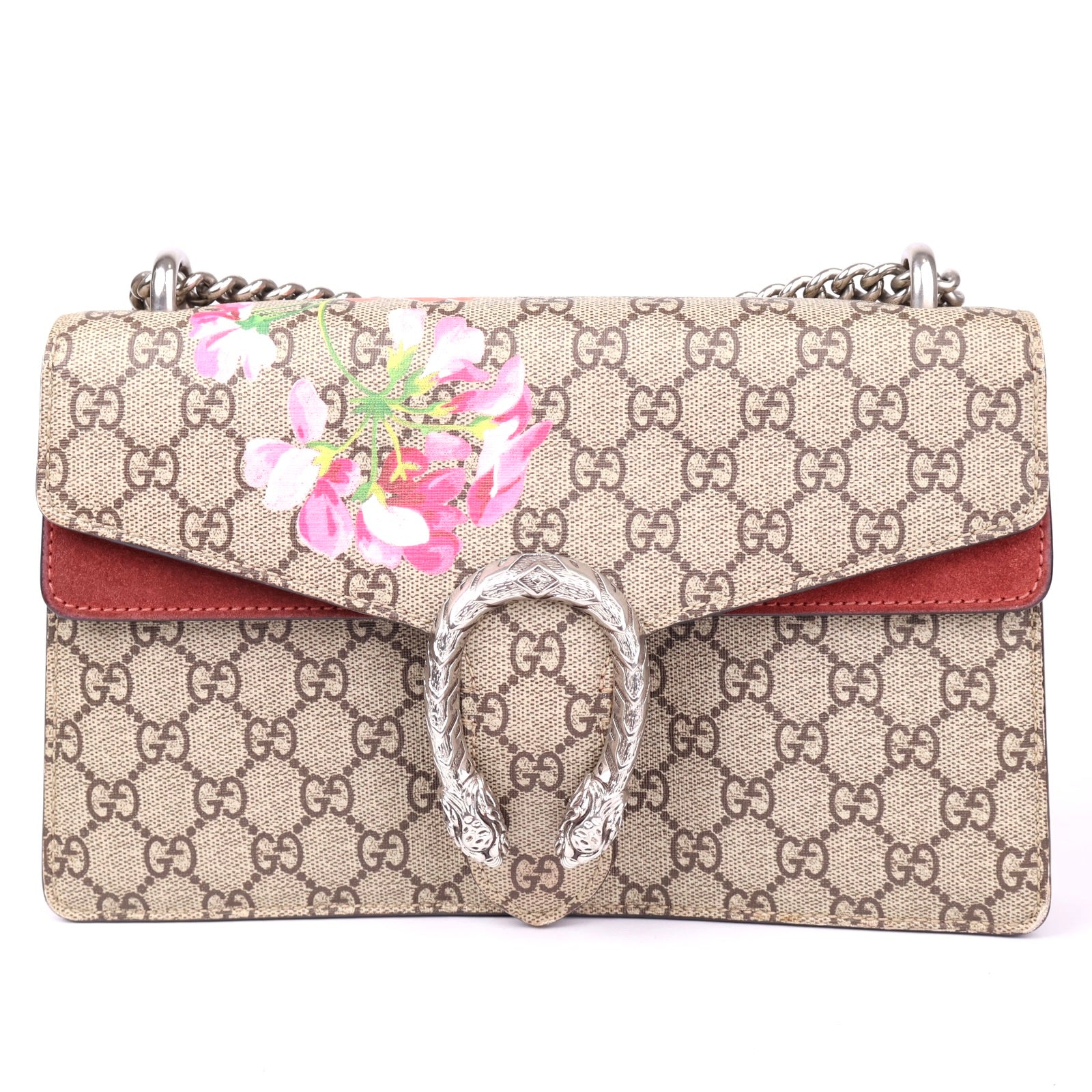 J1194 GUCCI GG Supreme Blooms Coated Canvas Small Dionysus Shoulder Bag- Pre Owned