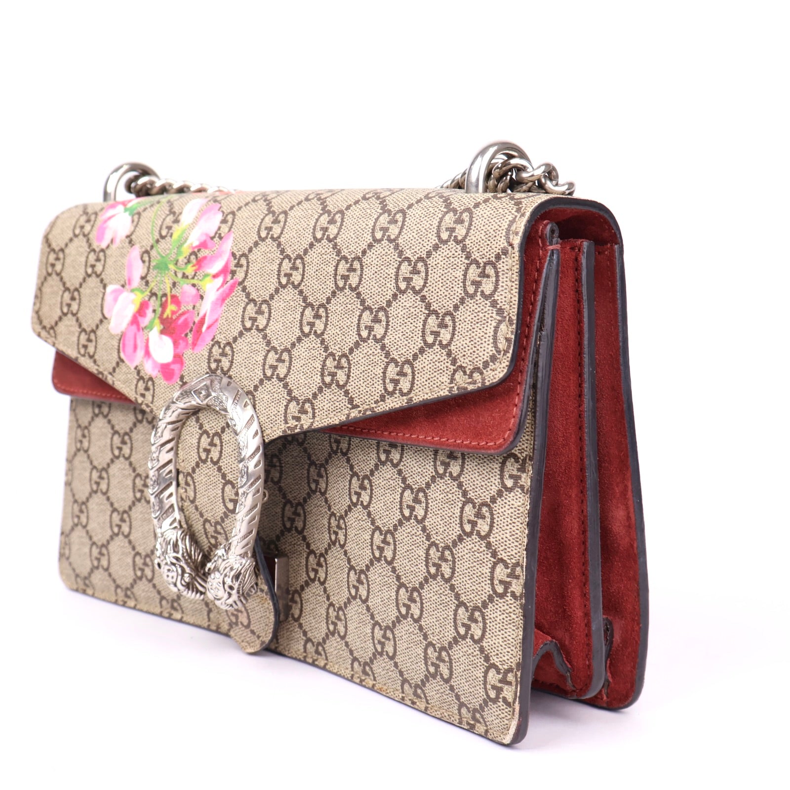 J1194 GUCCI GG Supreme Blooms Coated Canvas Small Dionysus Shoulder Bag- Pre Owned