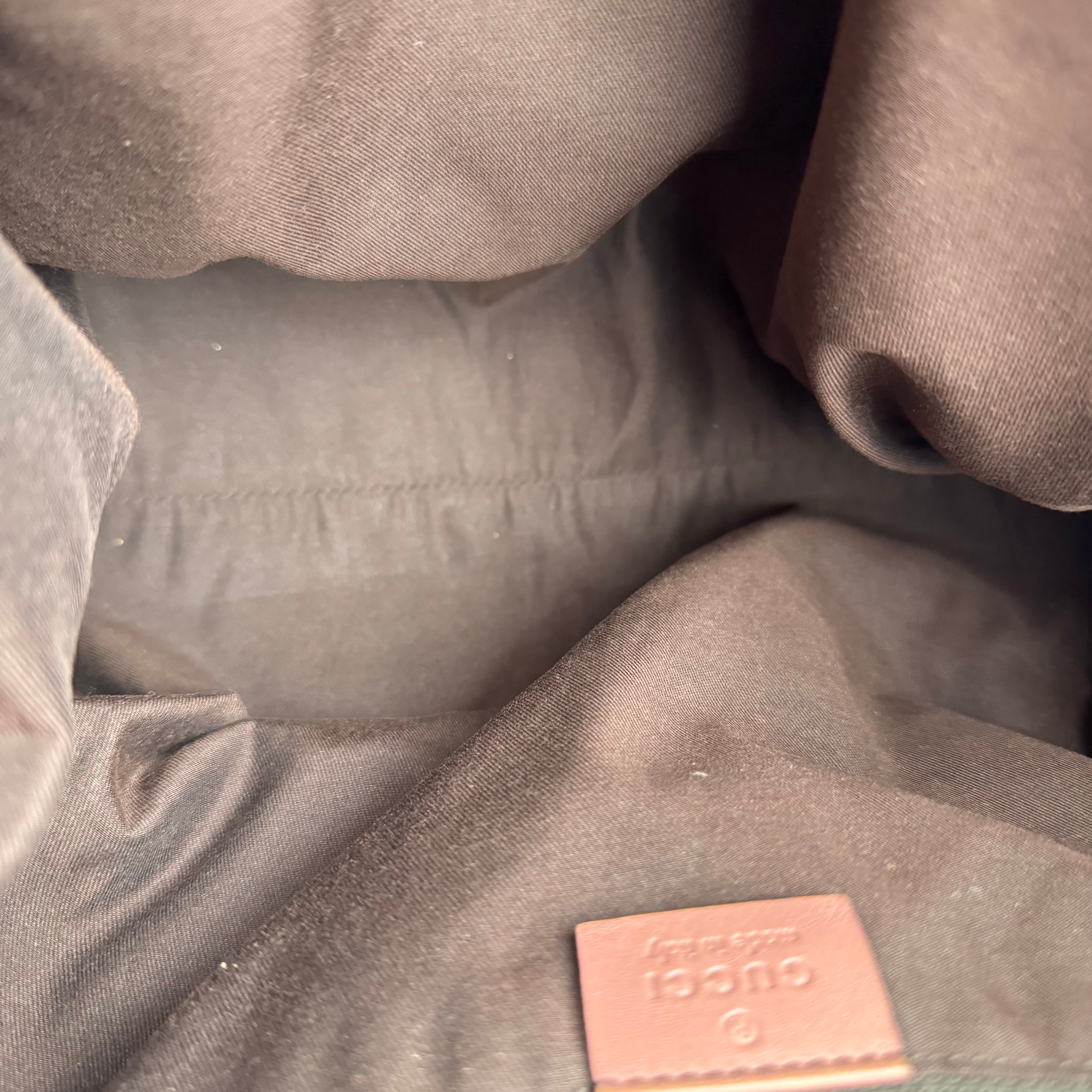 J3638 Gucci GG Canvas Shoulder Bag Brown Pink Leather- Pre Owned