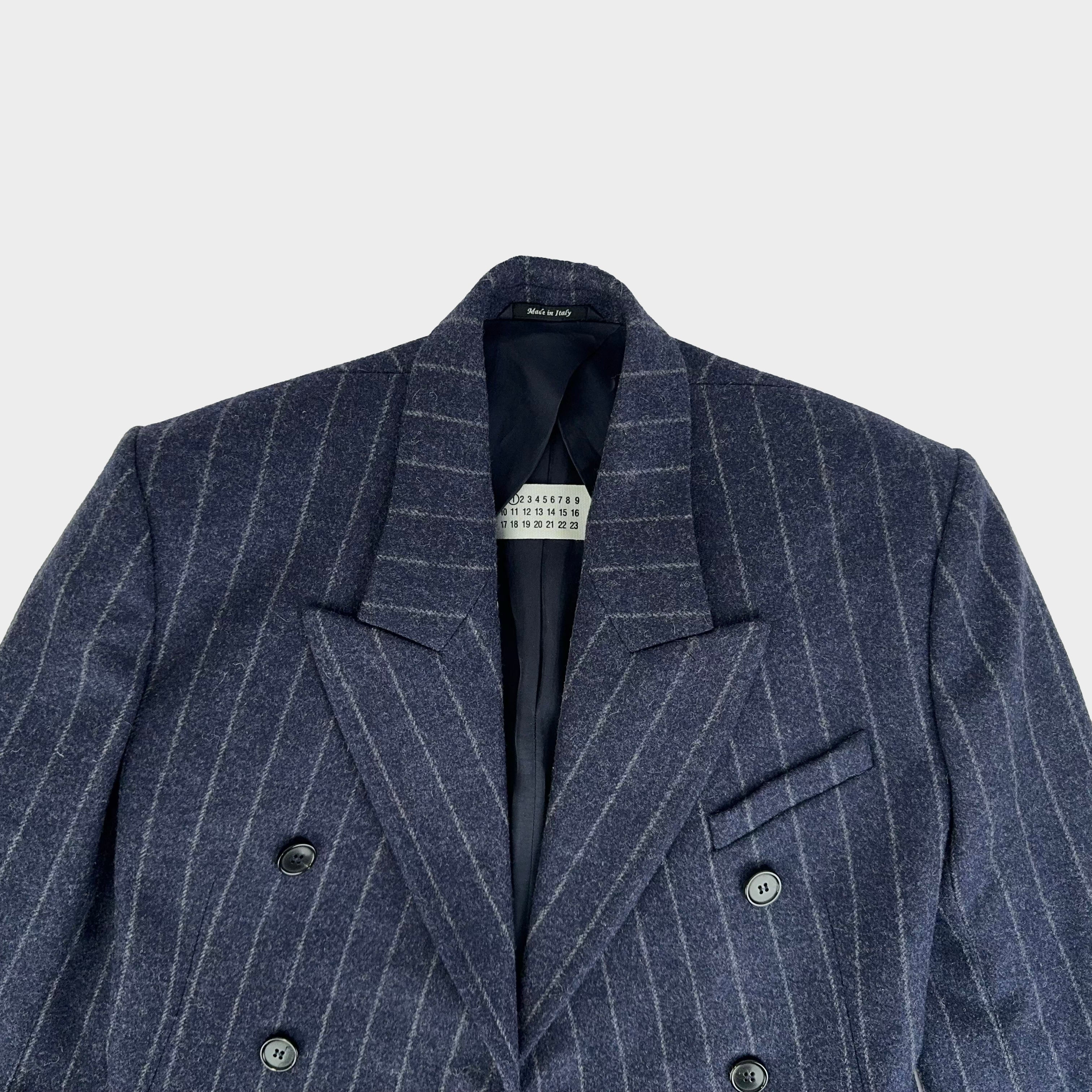 PRE OWNED - MAISON MARGIELA
MM1 DOUBLE-BREASTED PEAK LAPEL PINSTRIPED BLAZER