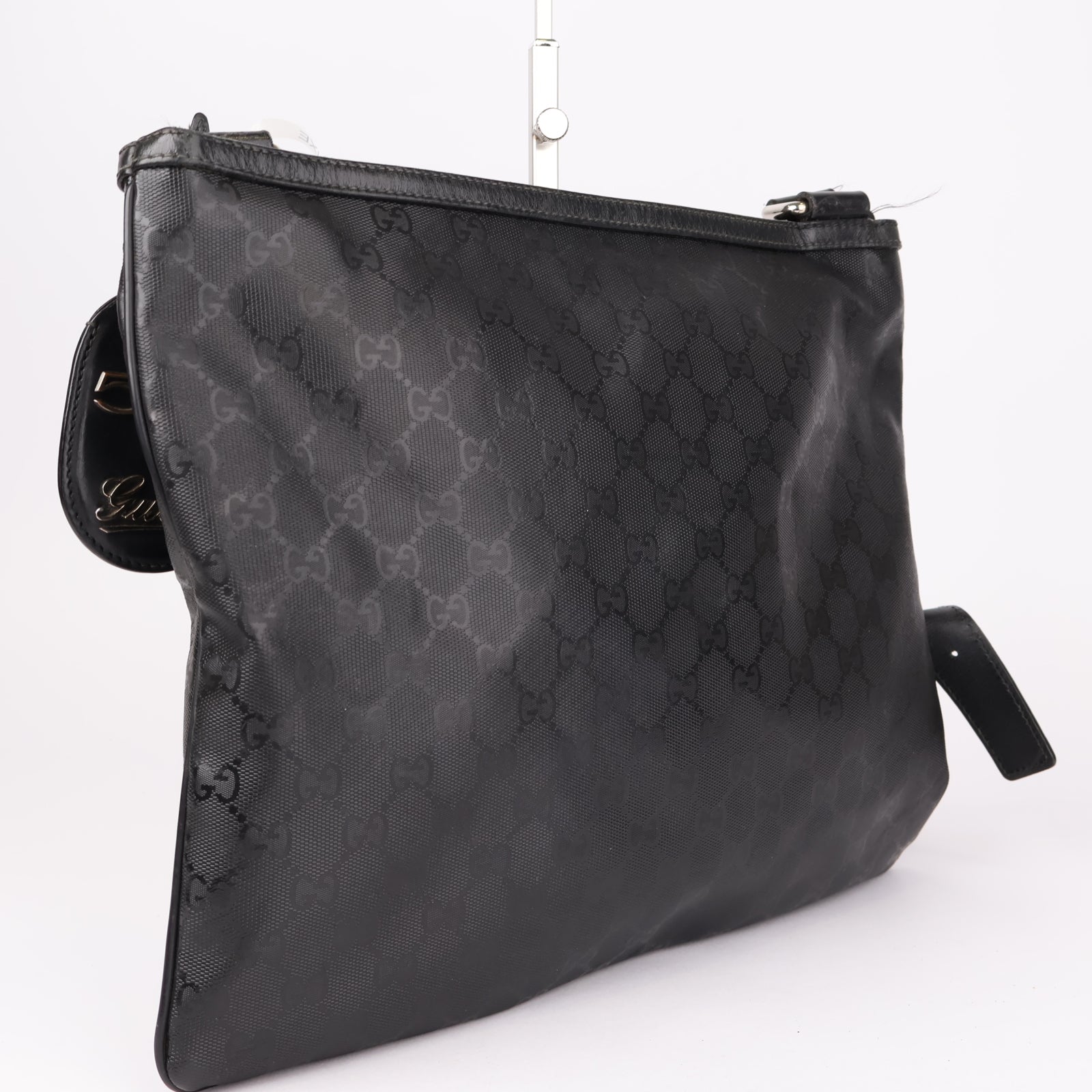J1154 Gucci Fiat 500 x Gucci Black Imprime Web Shoulder Bag- Pre Owned