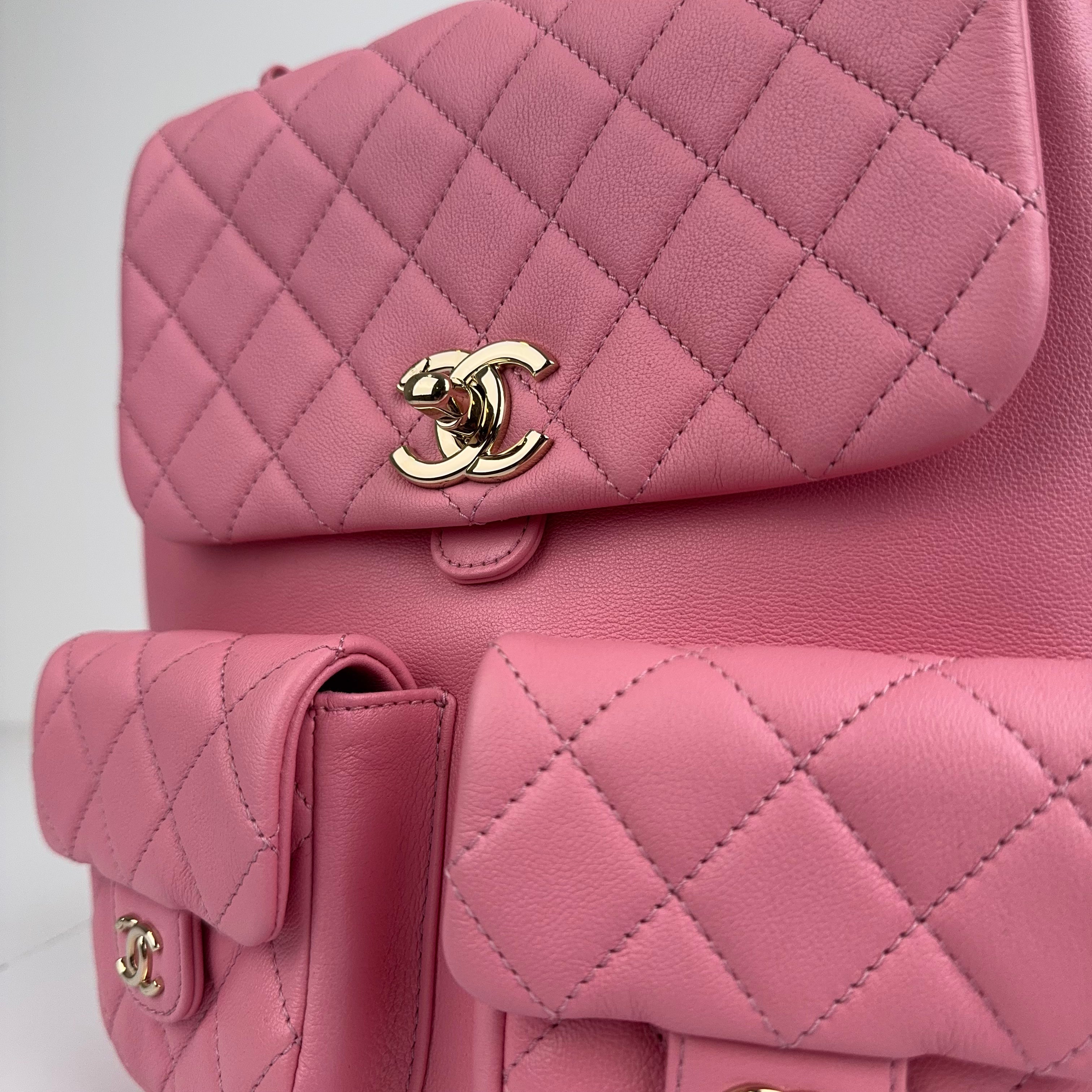 PRE OWNED - Chanel Pink Lambskin Leather Dumas Small Backpack