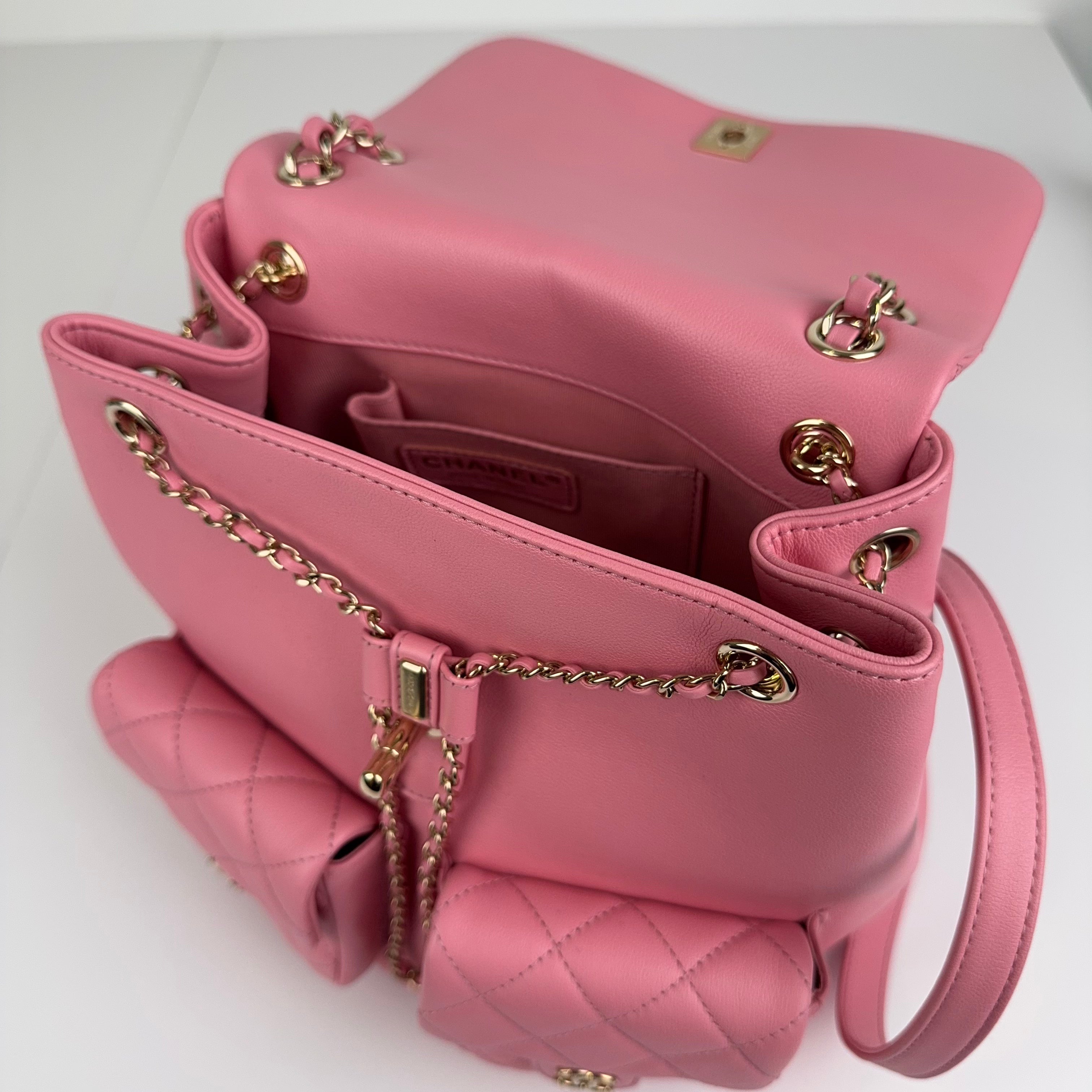 PRE OWNED - Chanel Pink Lambskin Leather Dumas Small Backpack