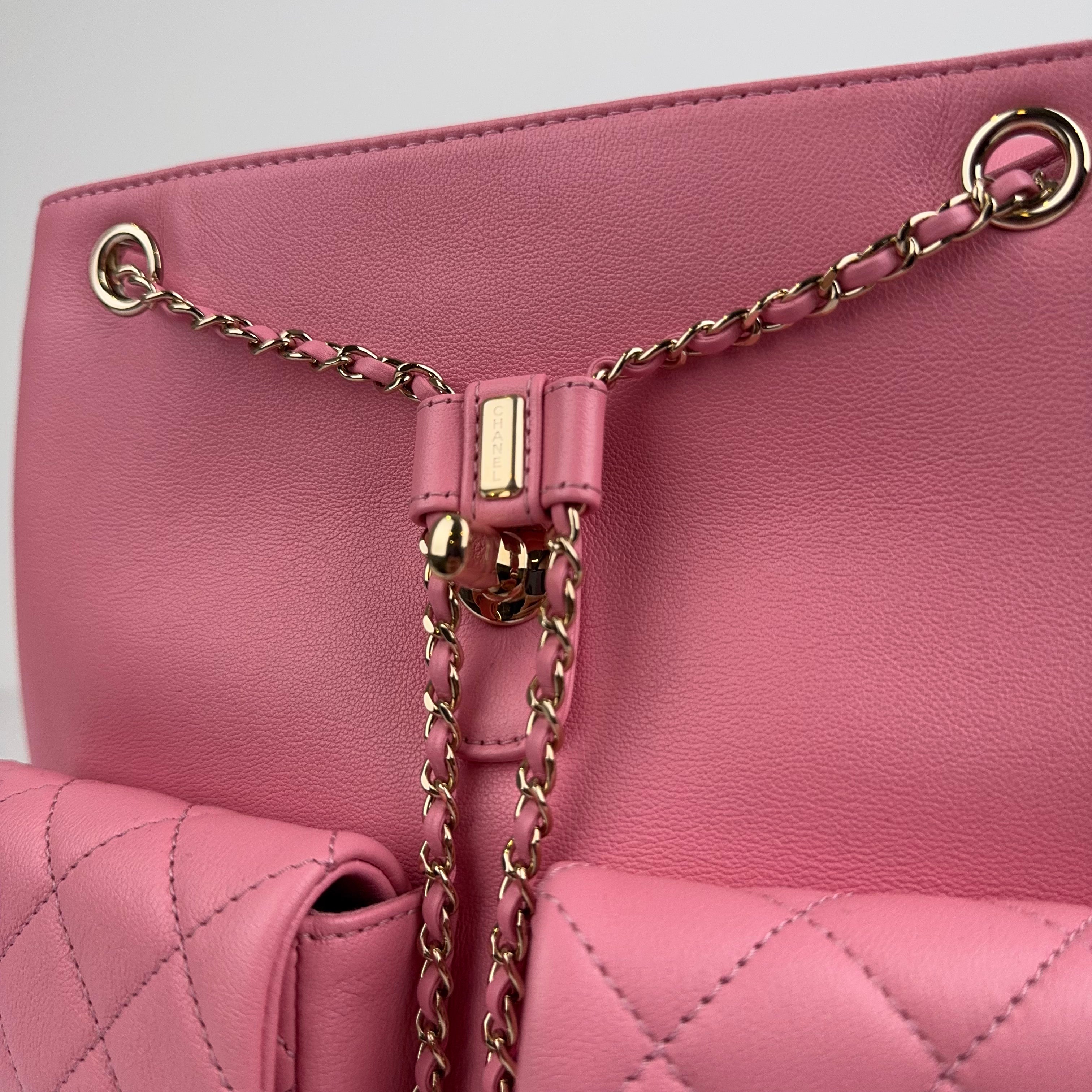 PRE OWNED - Chanel Pink Lambskin Leather Dumas Small Backpack