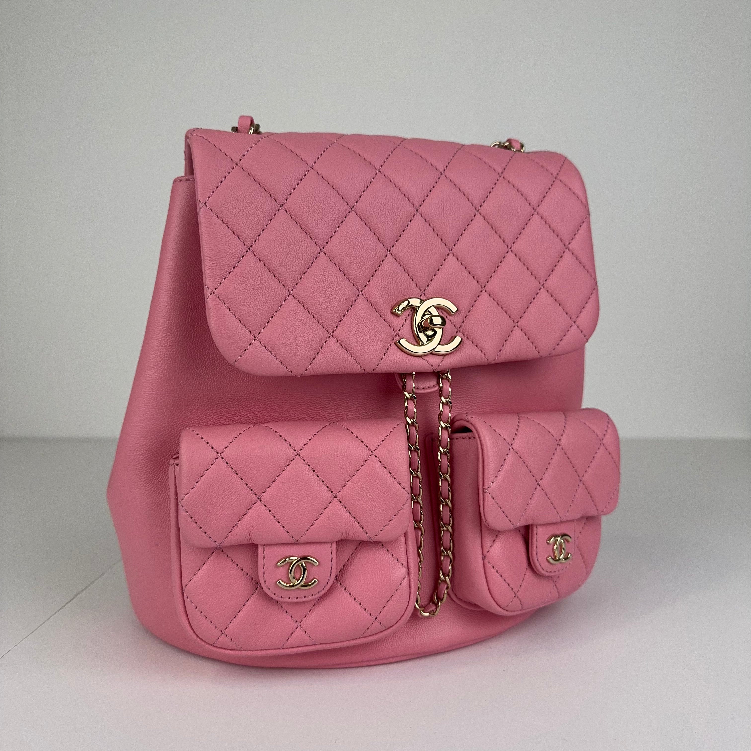 PRE OWNED - Chanel Pink Lambskin Leather Dumas Small Backpack