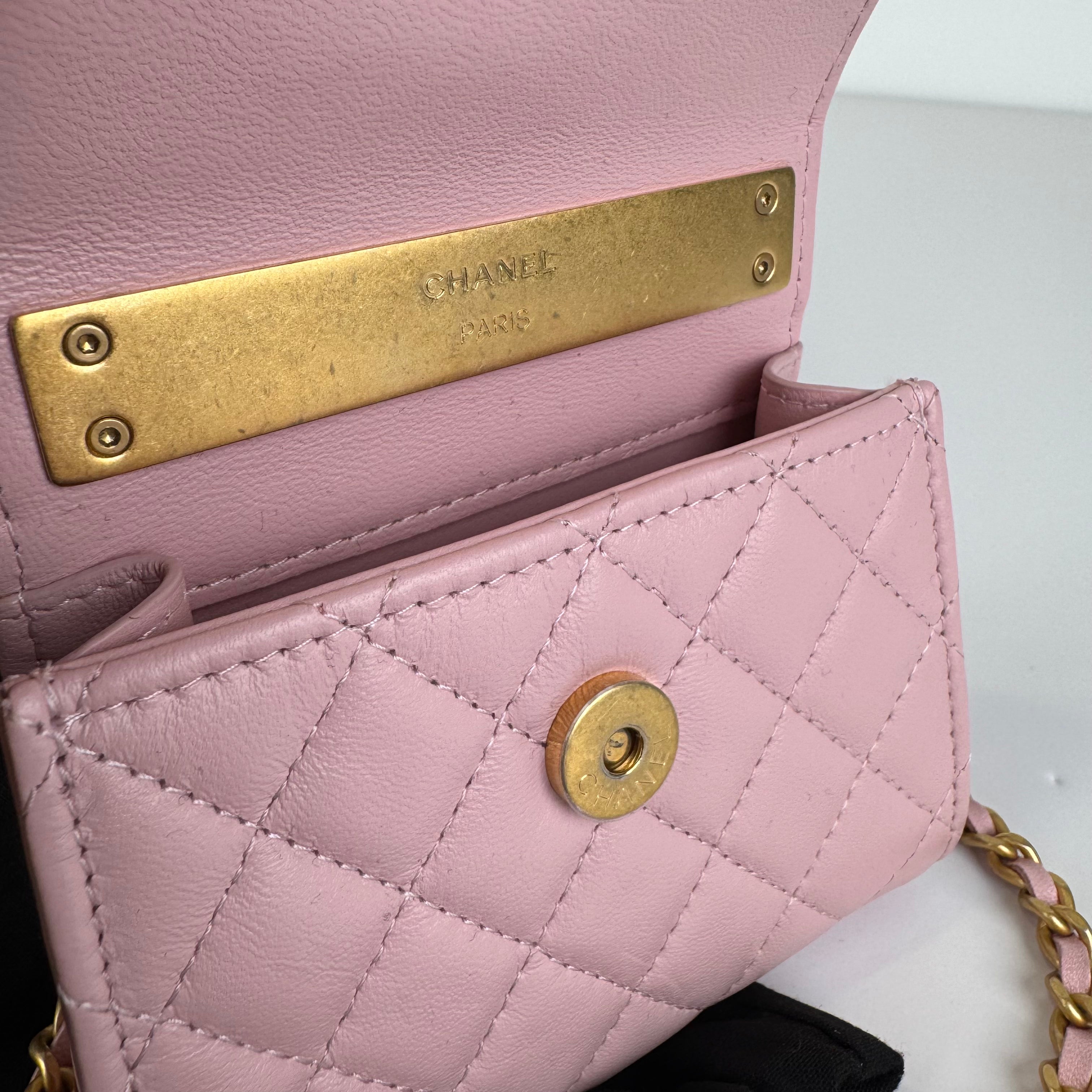 PRE OWNED - Chanel Light Pink with Gold Hardware Mini Bag