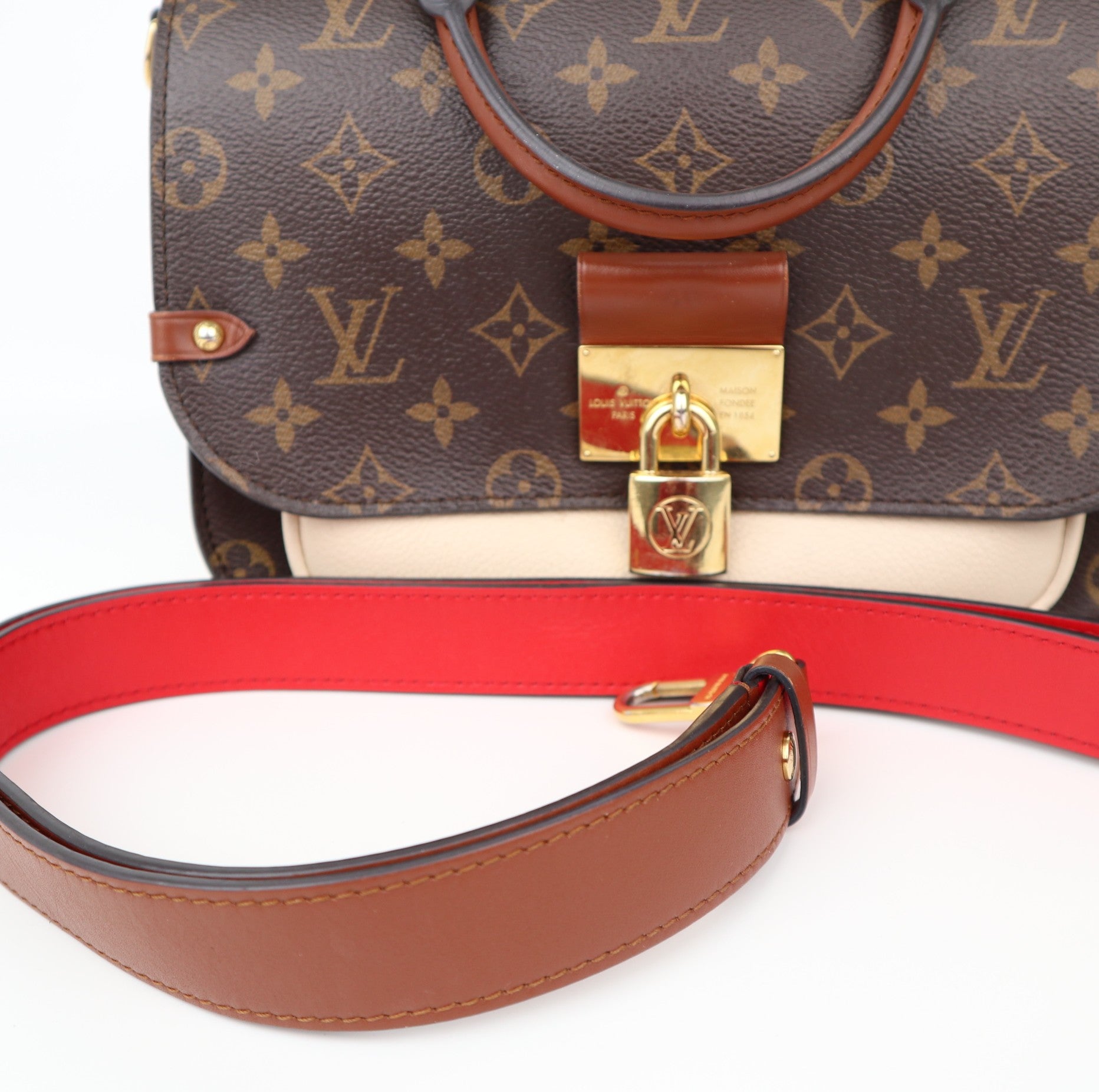 C1217 Louis Vuitton Creme Monogram Canvas and Leather Vaugirard Bag-Pre Owned