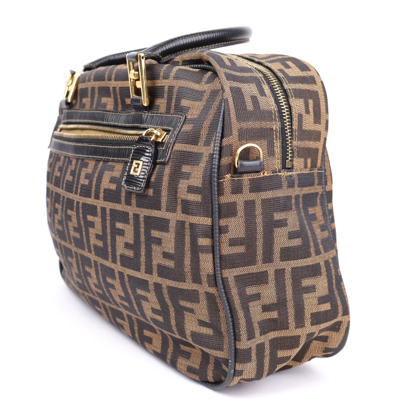 J1104 Fendi Zucca FF Top Handle Bag Vintage- Pre Owned