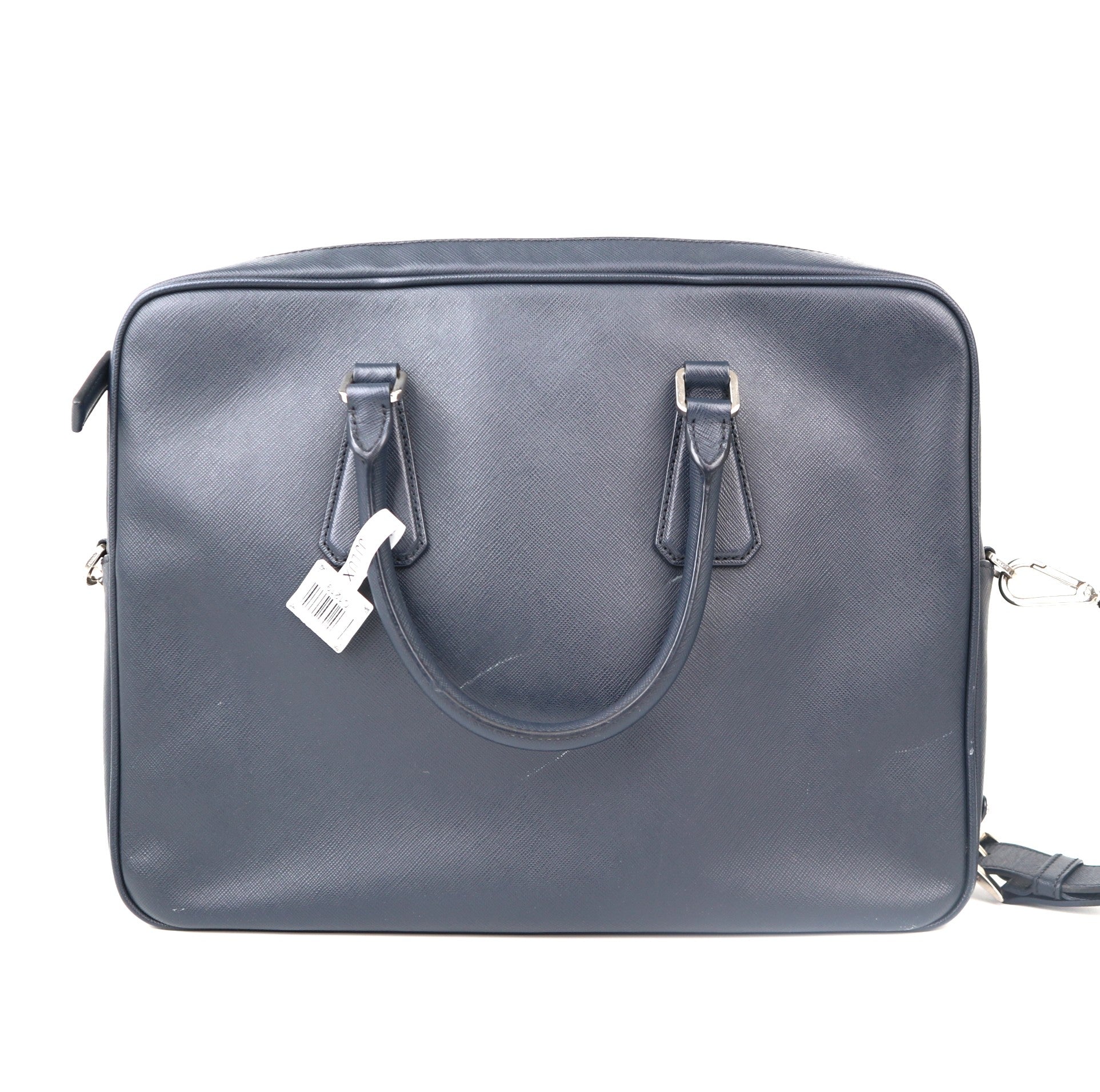 C1219 Prada Briefcase in Navy Blue Saffiano Leather -Pre Owned