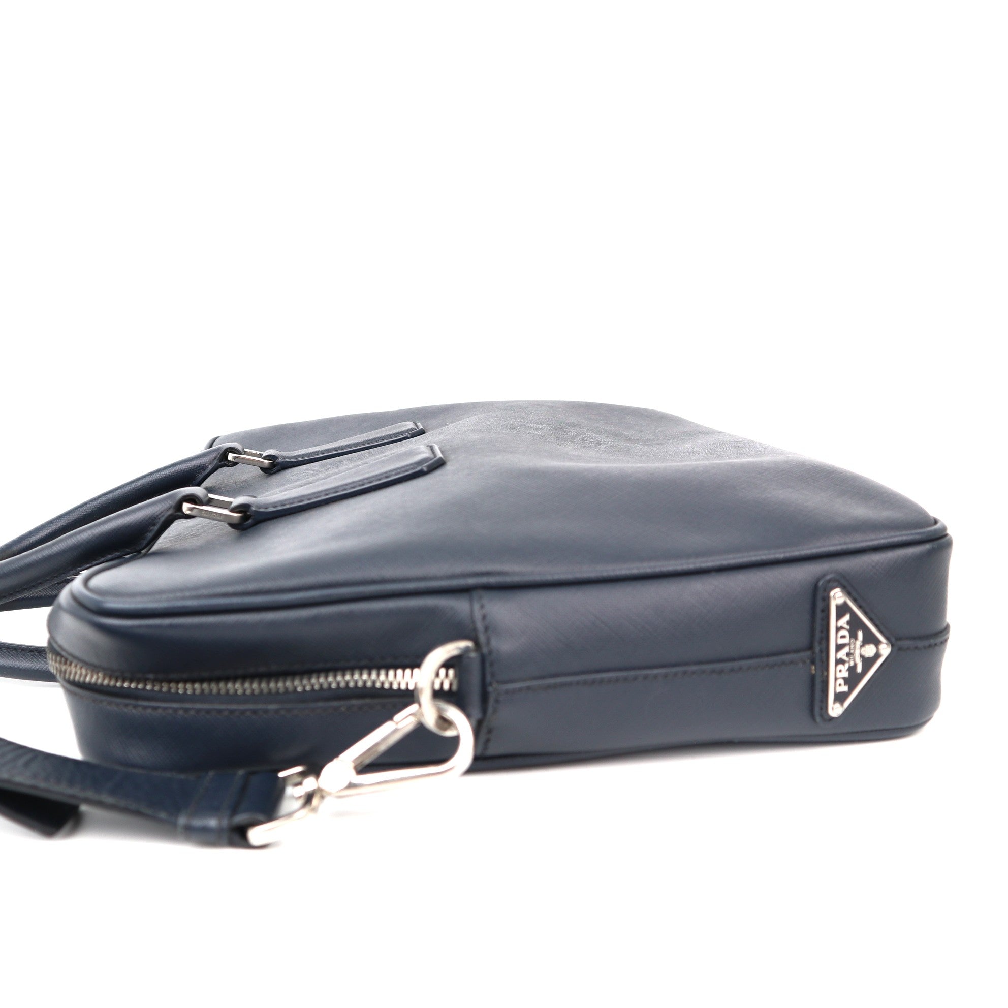 C1219 Prada Briefcase in Navy Blue Saffiano Leather -Pre Owned