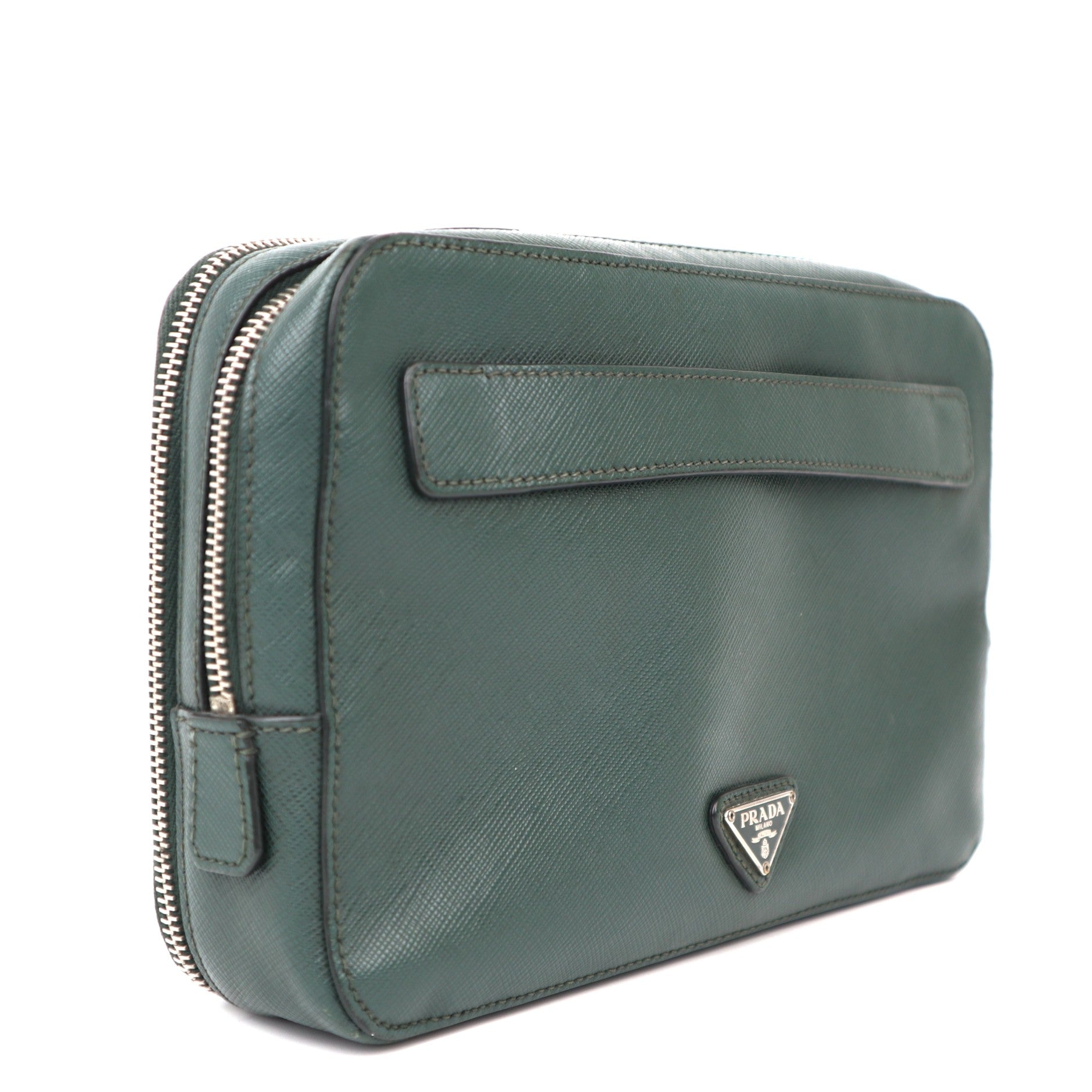 C1220 Prada Green Leather Travel Organizer-Pre Owned