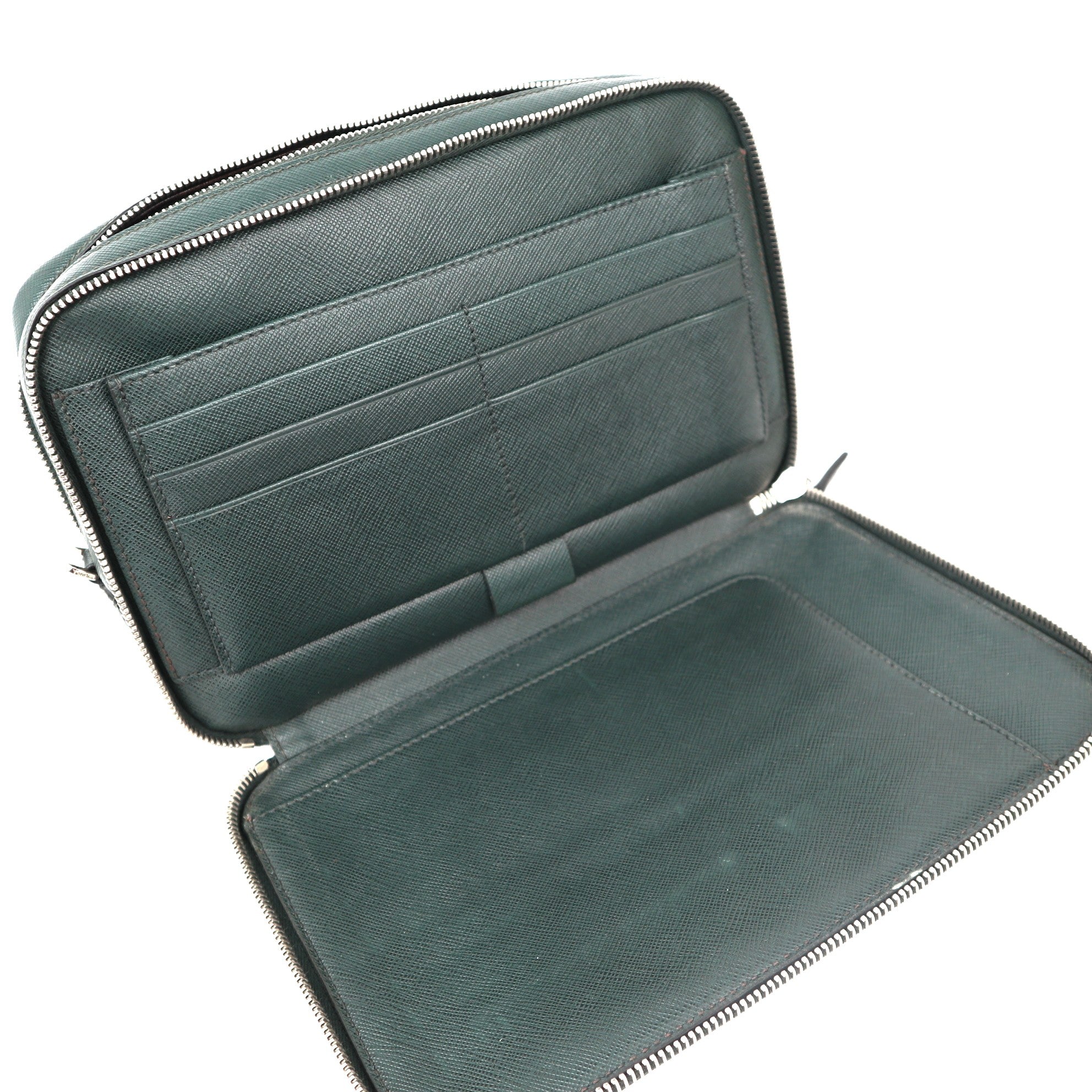 C1220 Prada Green Leather Travel Organizer-Pre Owned