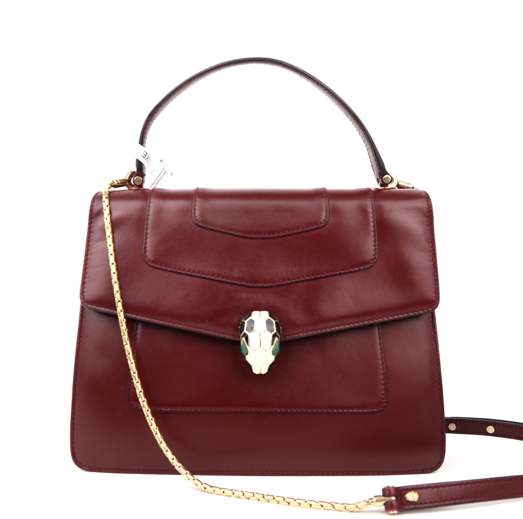 C1221 Bulgari Calfskin Serpenti Forever Top Handle Red-Pre Owned