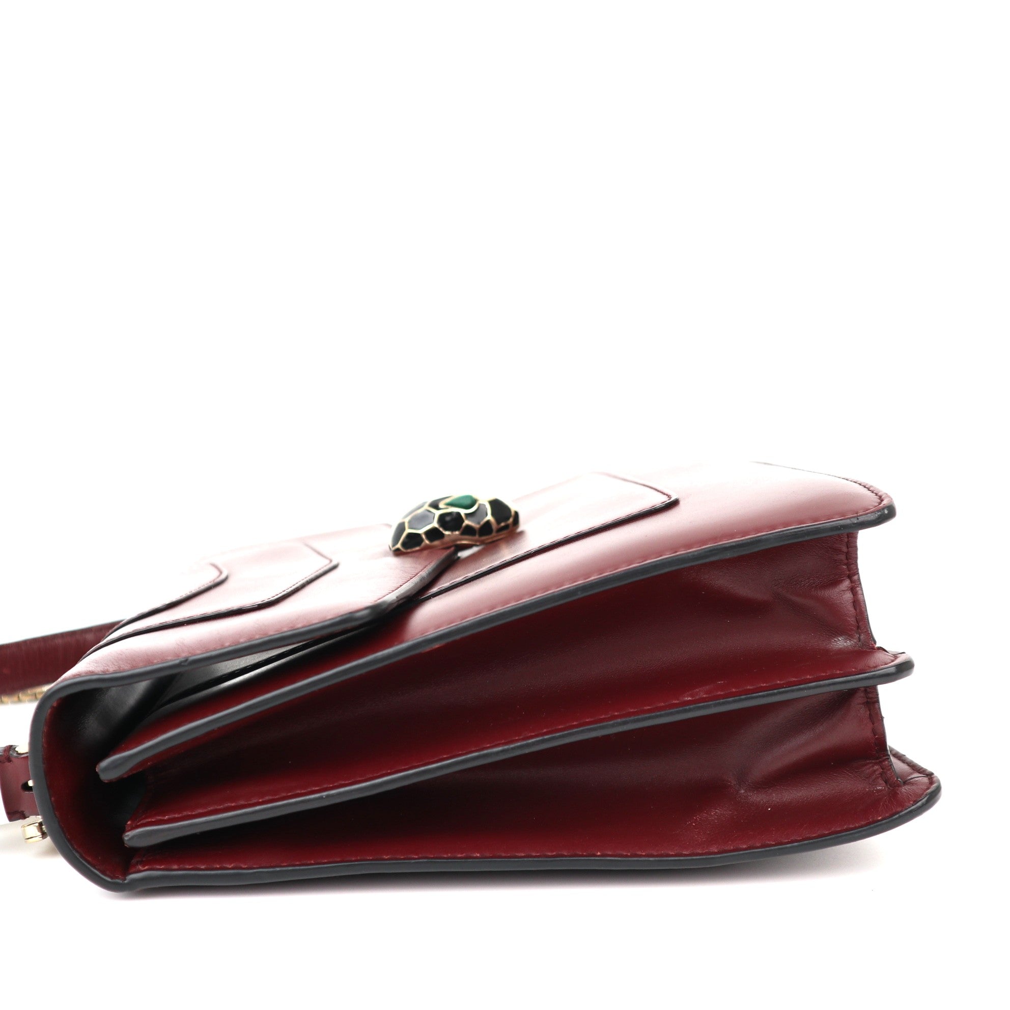 C1221 Bulgari Calfskin Serpenti Forever Top Handle Red-Pre Owned