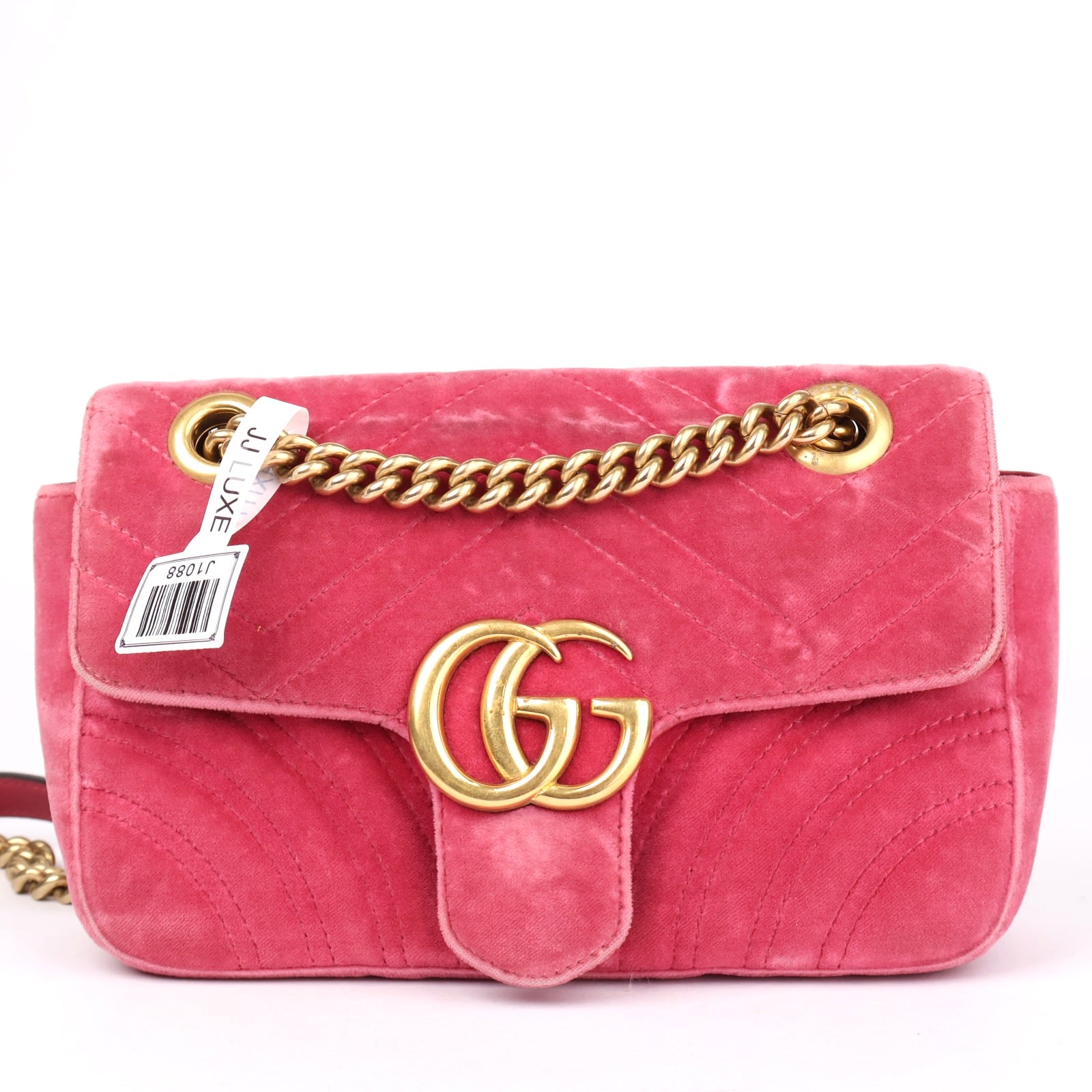 J1088 Gucci Velvet Matelasse Mini GG Marmont Shoulder Bag- Pre Owned