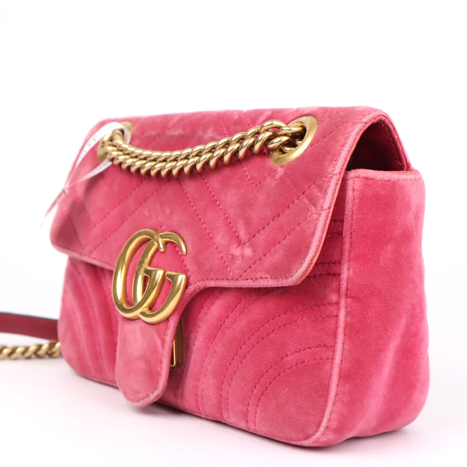 J1088 Gucci Velvet Matelasse Mini GG Marmont Shoulder Bag- Pre Owned