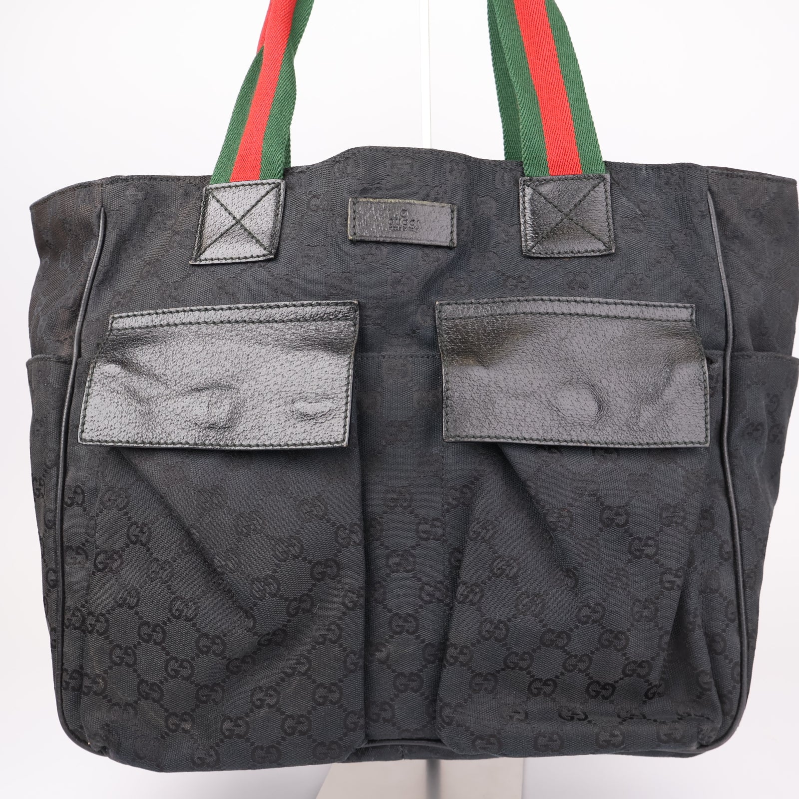 J1081 GUCCI GG Canvas Web Sherry Line Hand Bag- Pre Owned