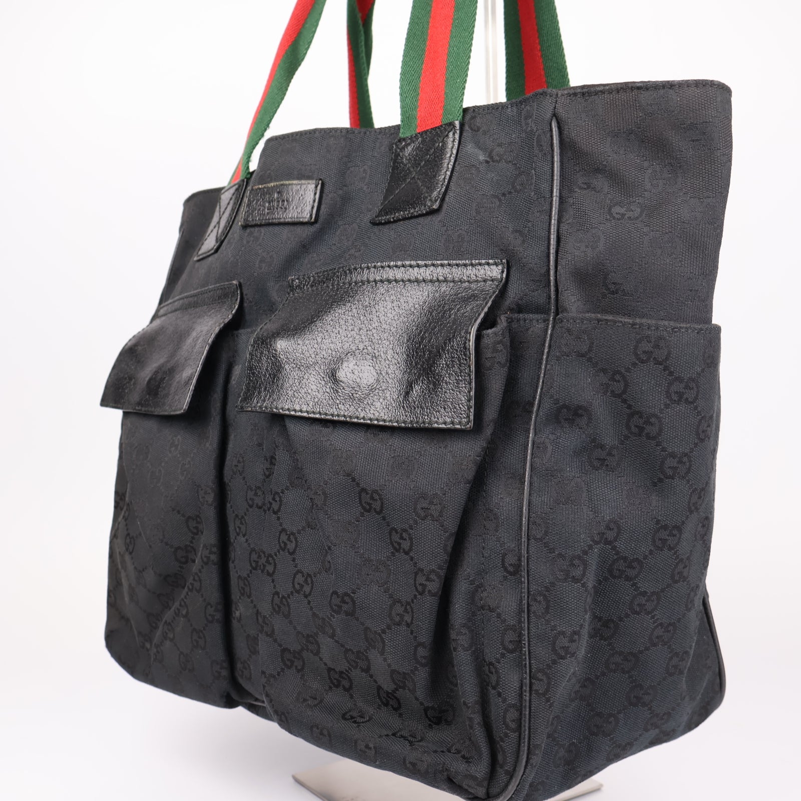 J1081 GUCCI GG Canvas Web Sherry Line Hand Bag- Pre Owned
