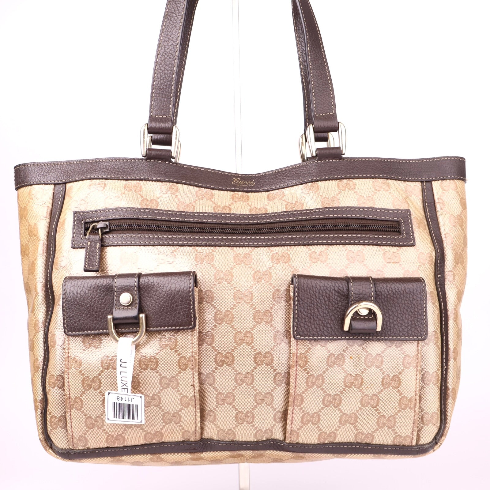 J1148 Gucci Brown GG Canvas Abbey D-Ring Tote Bag- Pre Owned