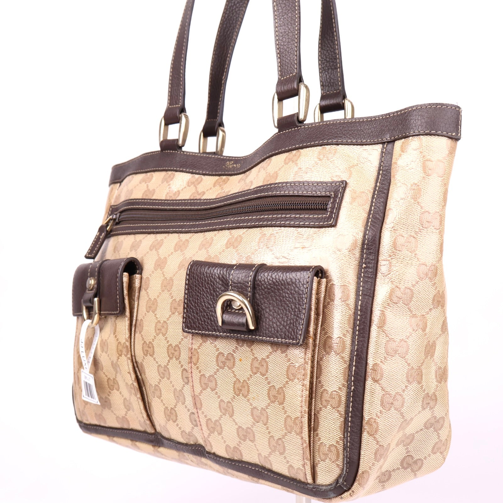J1148 Gucci Brown GG Canvas Abbey D-Ring Tote Bag- Pre Owned