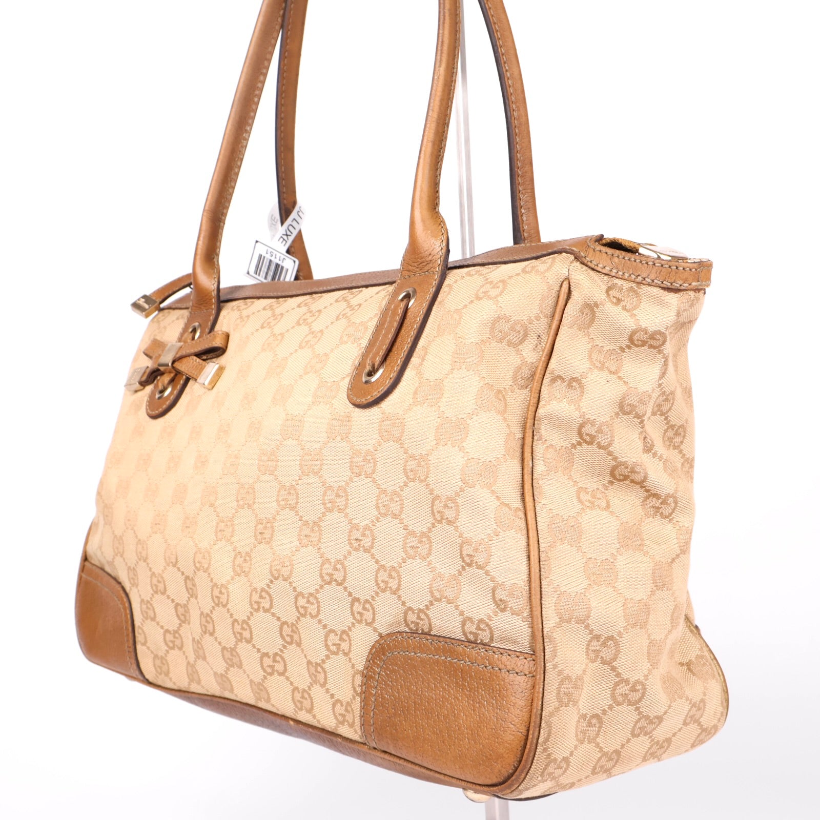 J1151 Gucci Brown GG Canvas Princy Tote Bag- Pre Owned