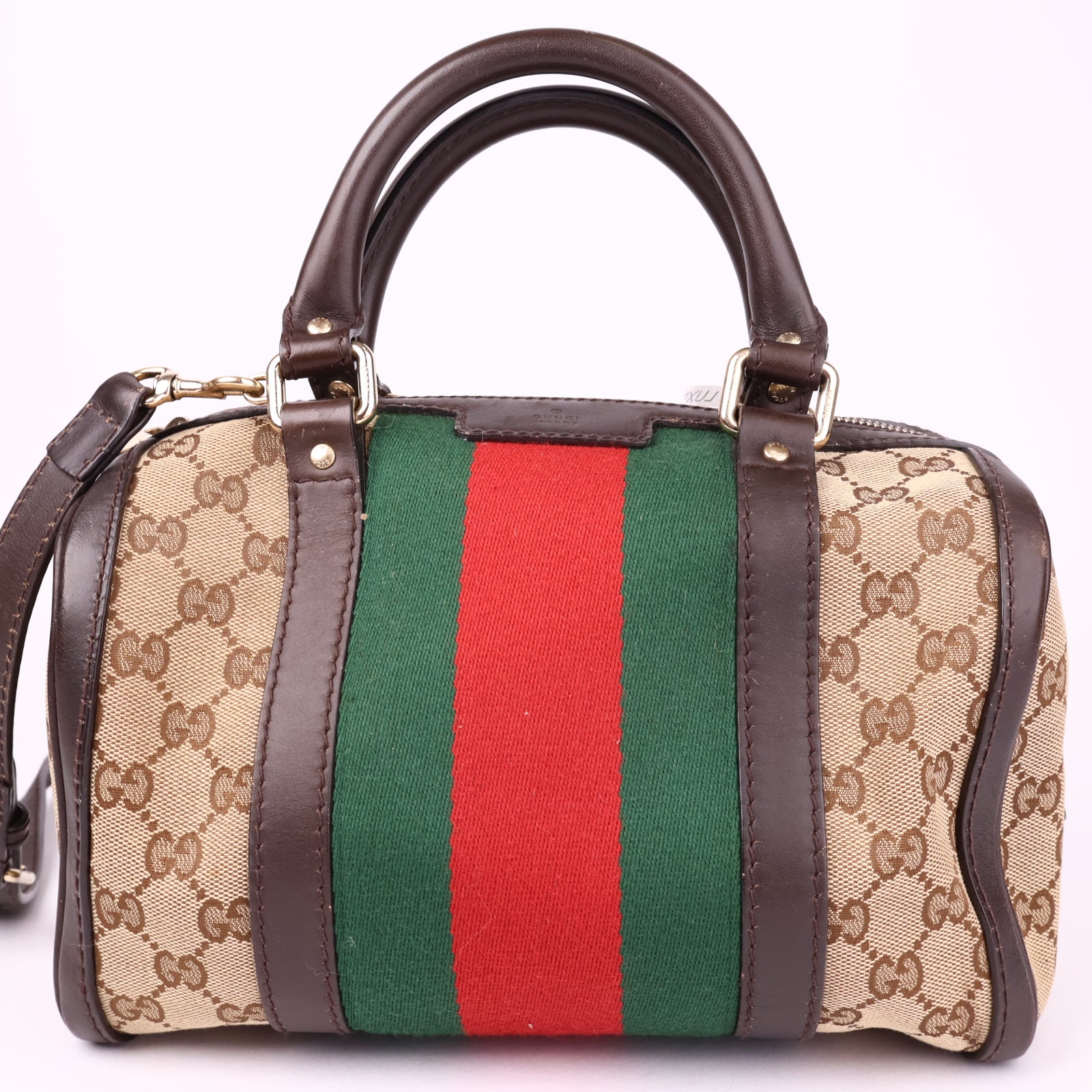 J1137 Gucci GG Canvas Sherry Line Handbag- Pre Owned