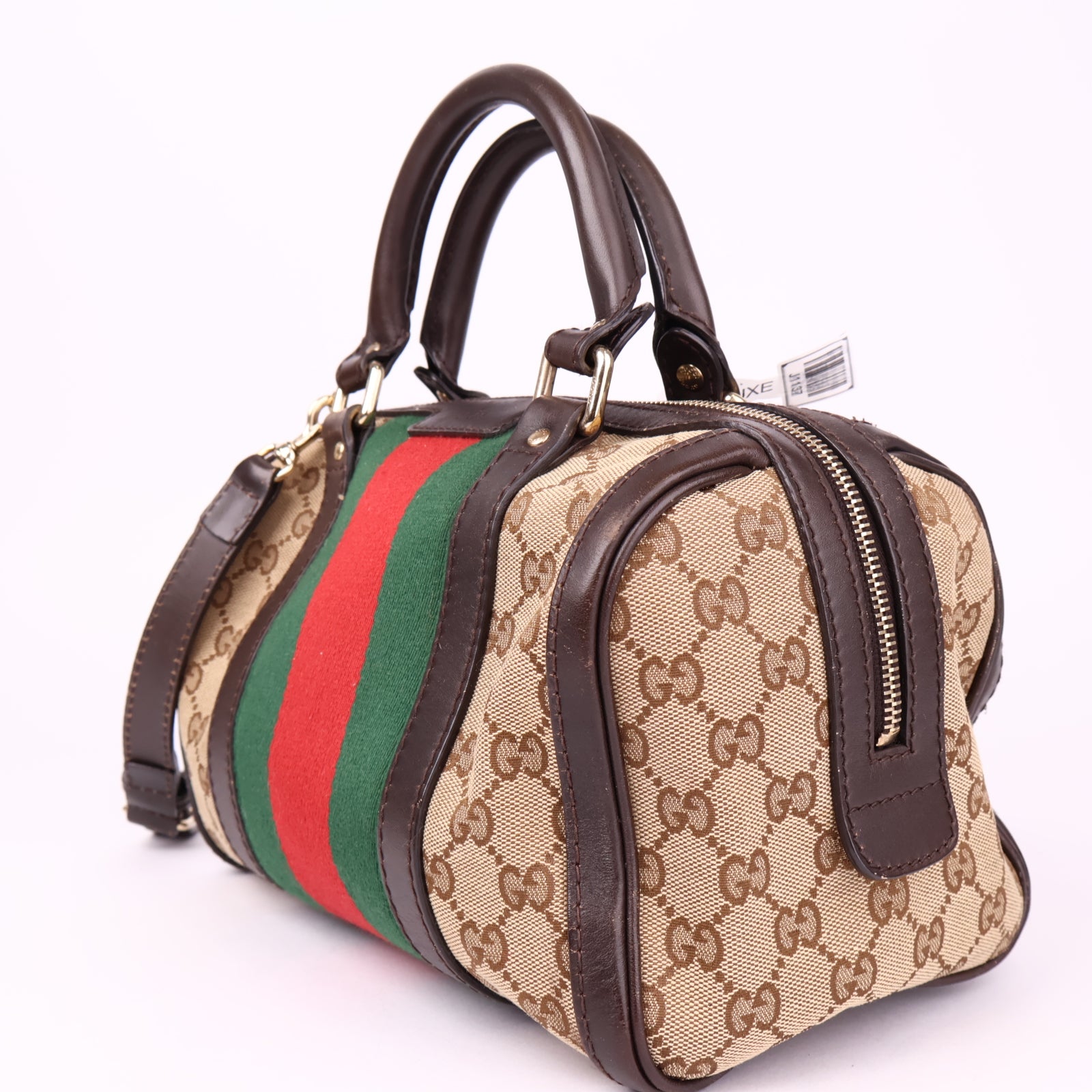 J1137 Gucci GG Canvas Sherry Line Handbag- Pre Owned