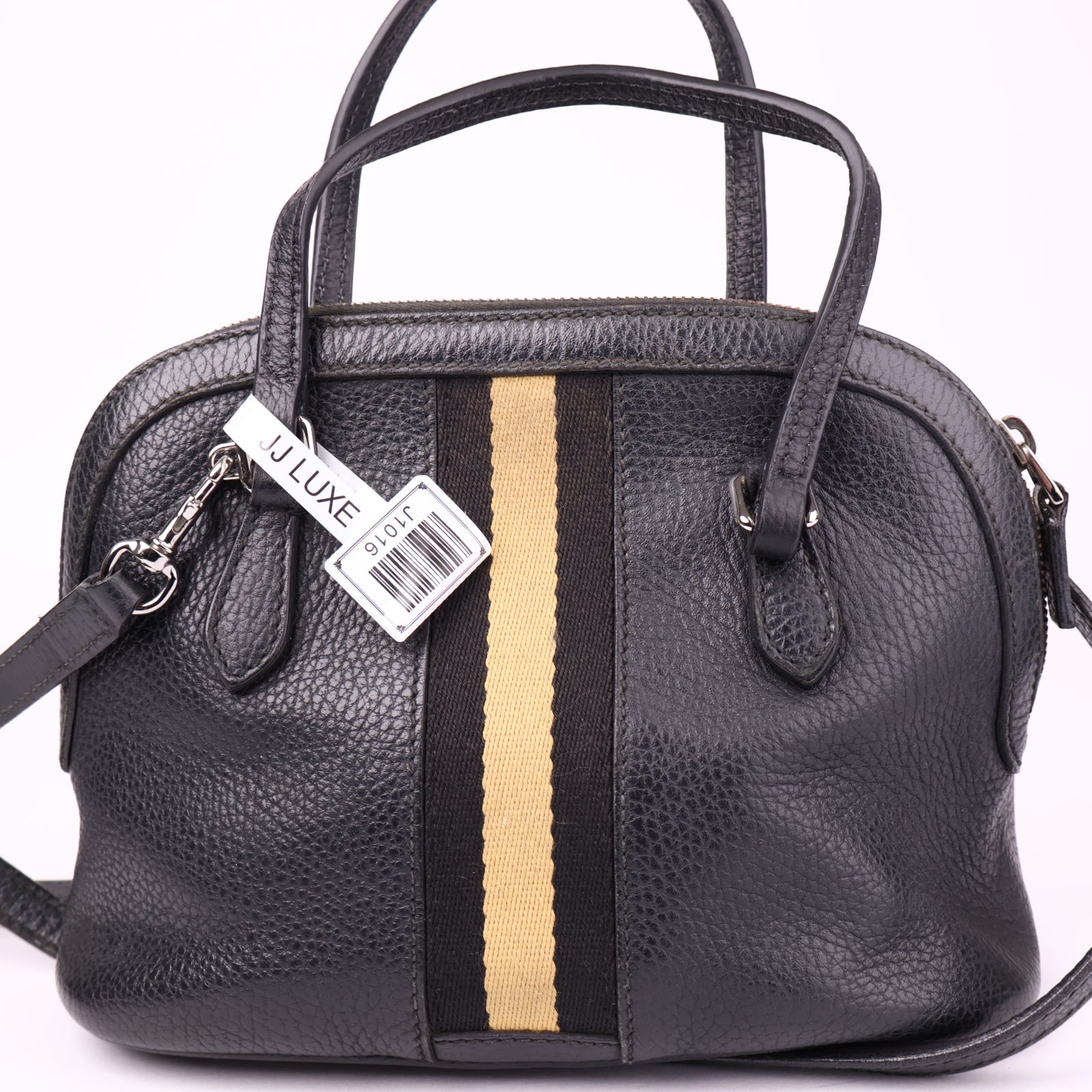 J1016 Gucci Sherry Line Leather Handbag Black- Pre Owned