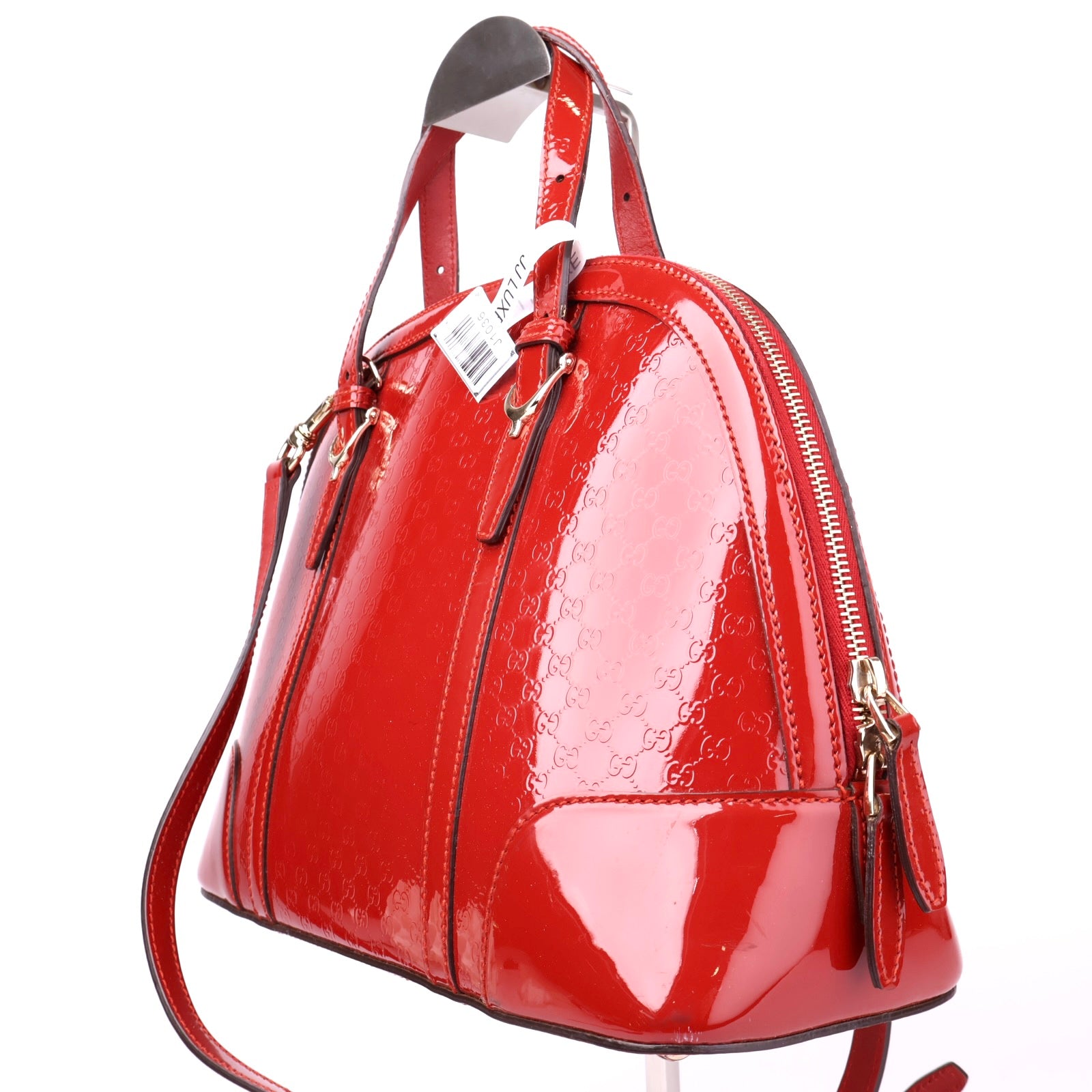 J1036 Gucci Red Patent Micro Guccissima Dome Small Nice Bag- Pre Owned