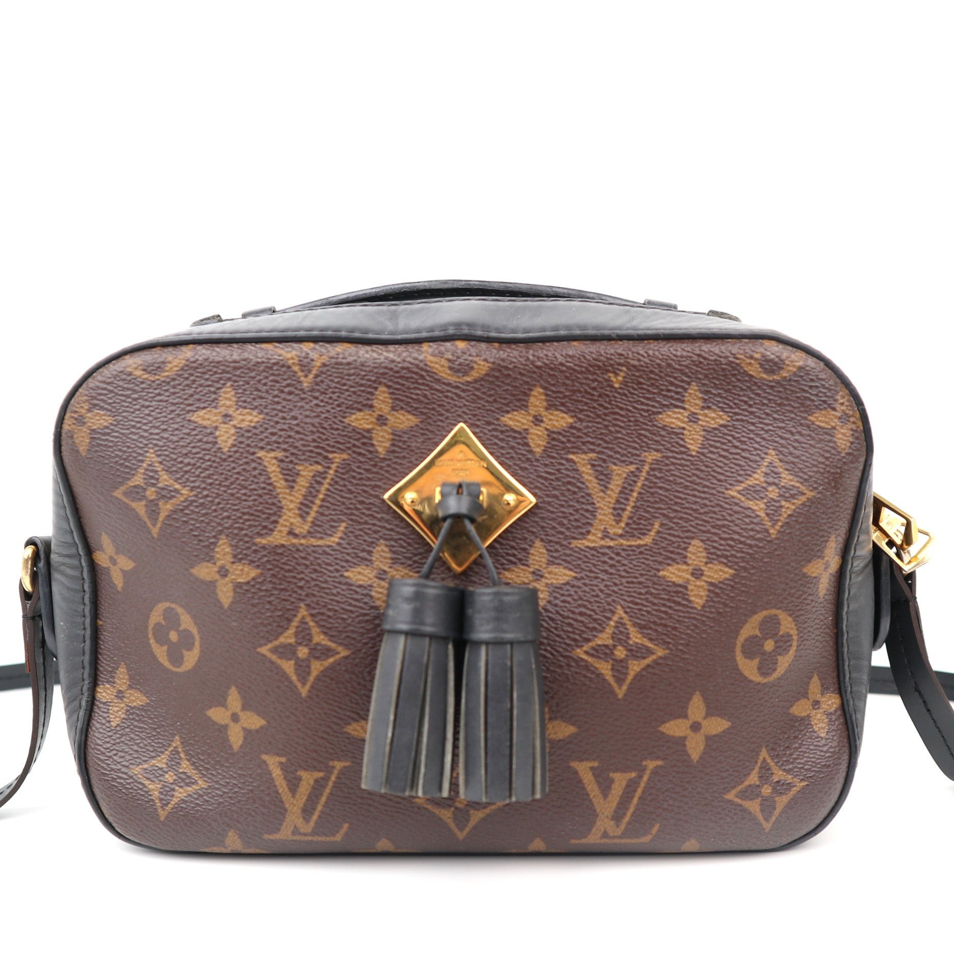 C1249 Louis Vuitton Black Monogram Canvas Saintonge Crossbody Bag-Pre Owned