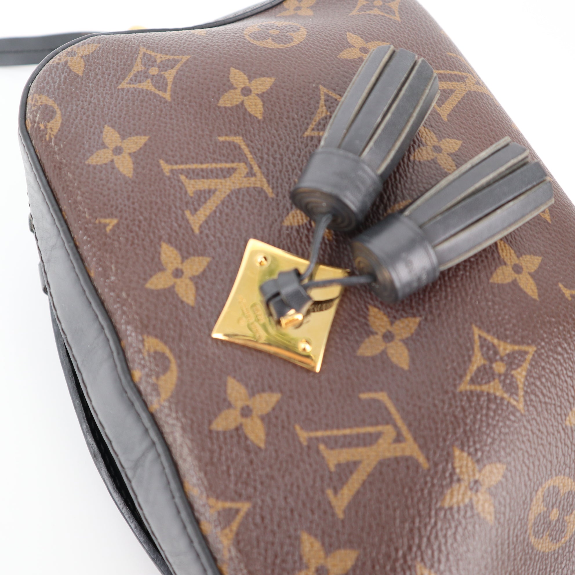 C1249 Louis Vuitton Black Monogram Canvas Saintonge Crossbody Bag-Pre Owned