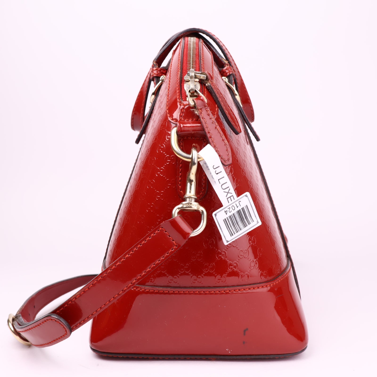 J1024 Gucci Red Patent Microguccissima Bag- Pre Owned