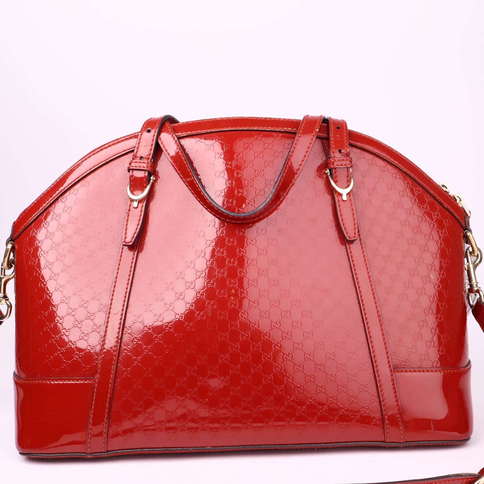 J1024 Gucci Red Patent Microguccissima Bag- Pre Owned