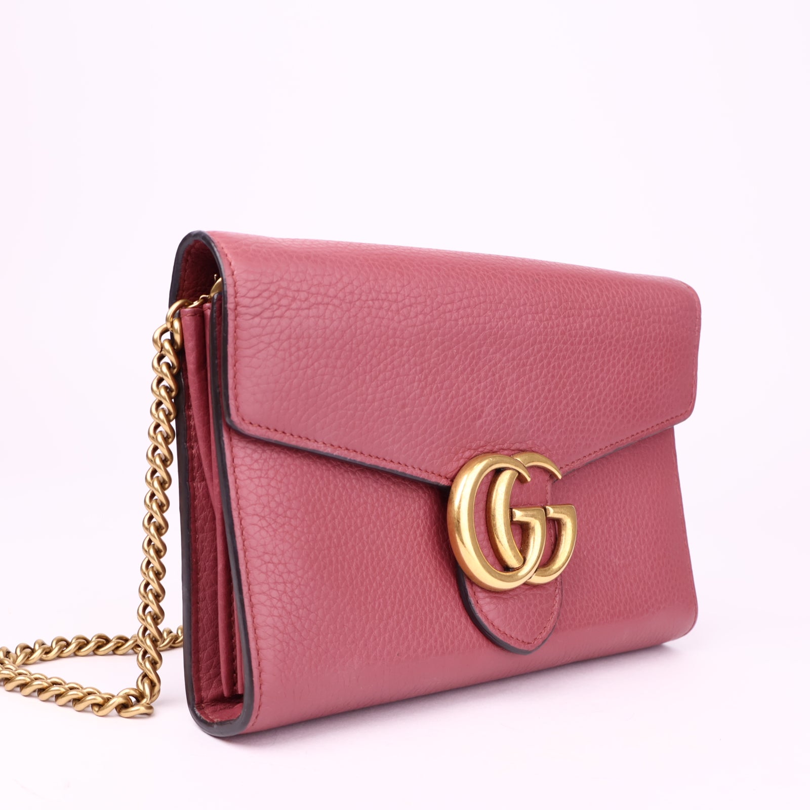 J1039 Gucci Leather Gg Marmont Wallet- Pre Owned