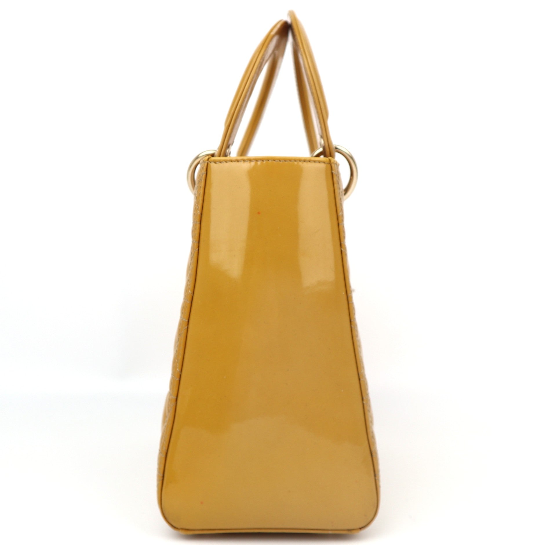 C1257 Christian Dior Yellow Lady Dior Medium Bag-Pre Owned
