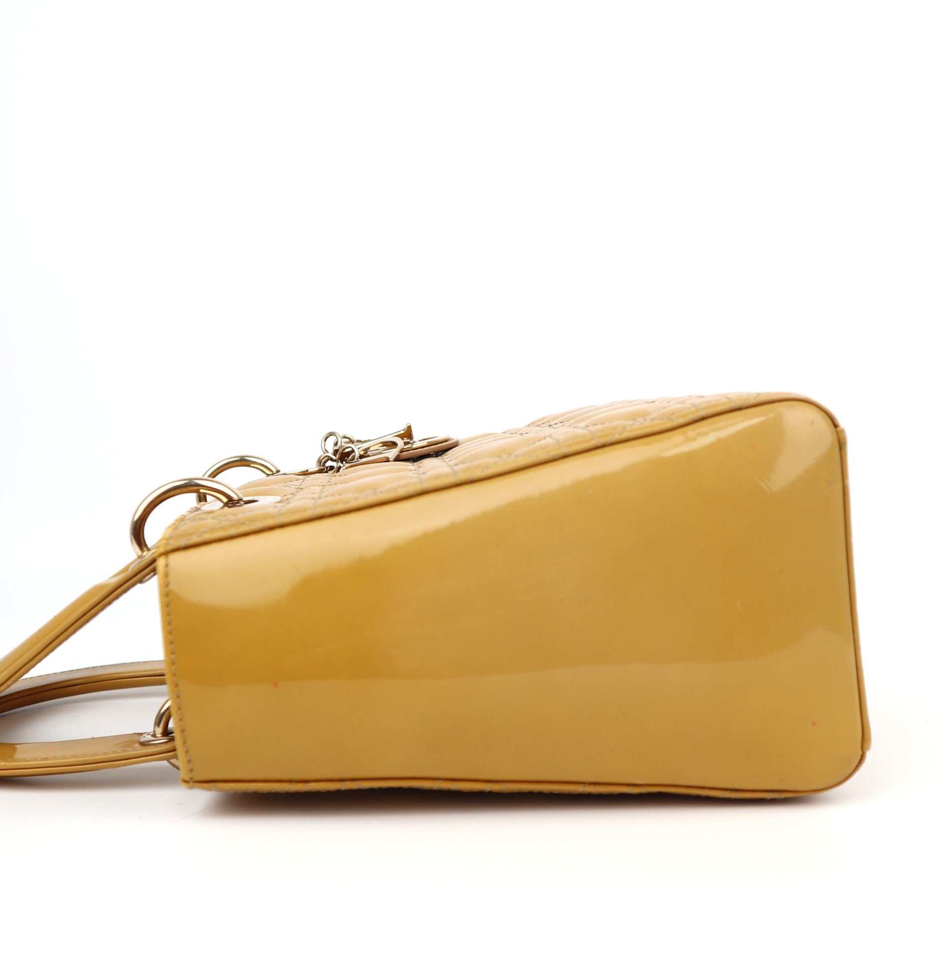 C1257 Christian Dior Yellow Lady Dior Medium Bag-Pre Owned